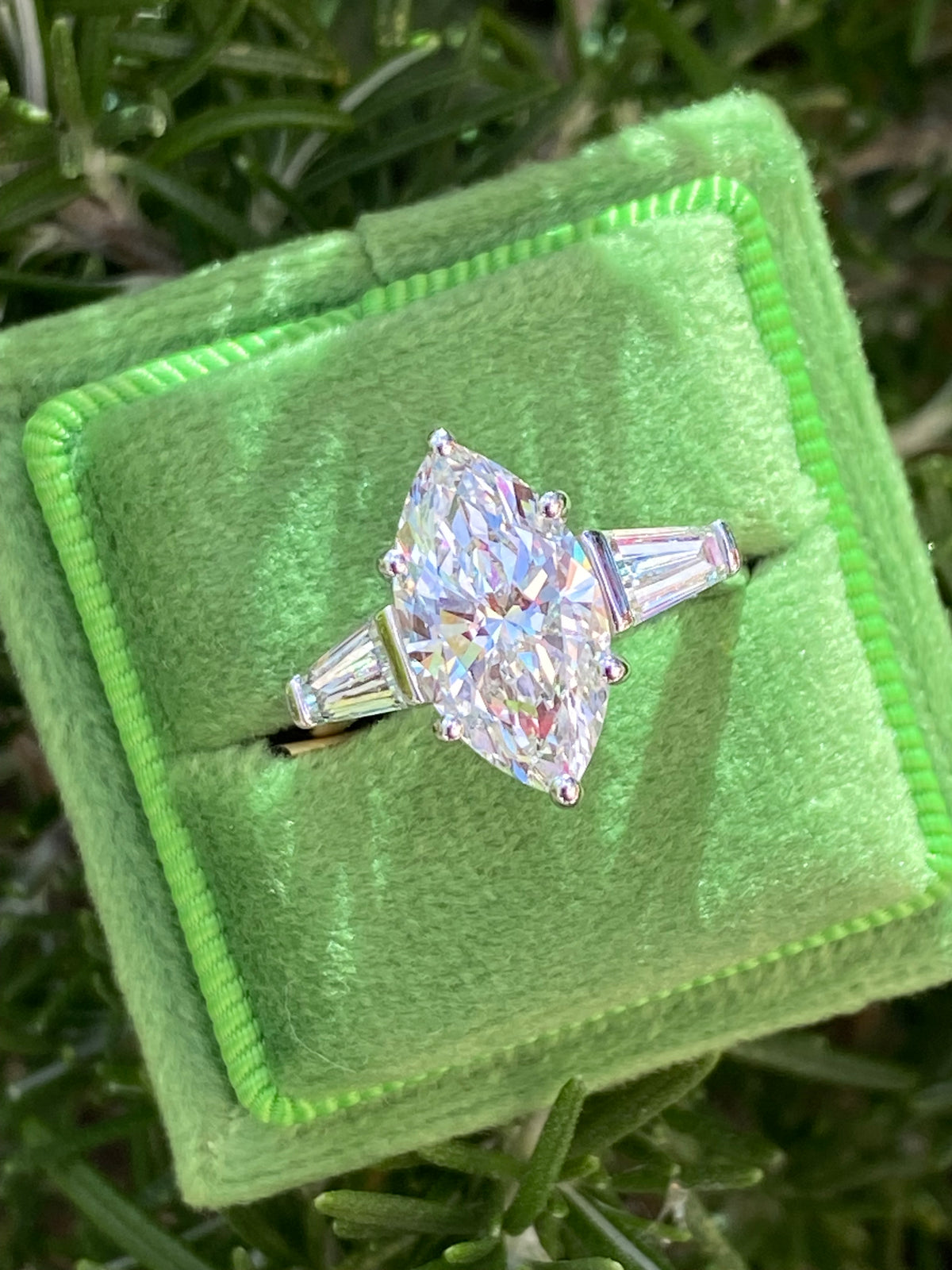 3.98 CTW Marquise Cut Lab Diamond Engagement Ring in Platinum