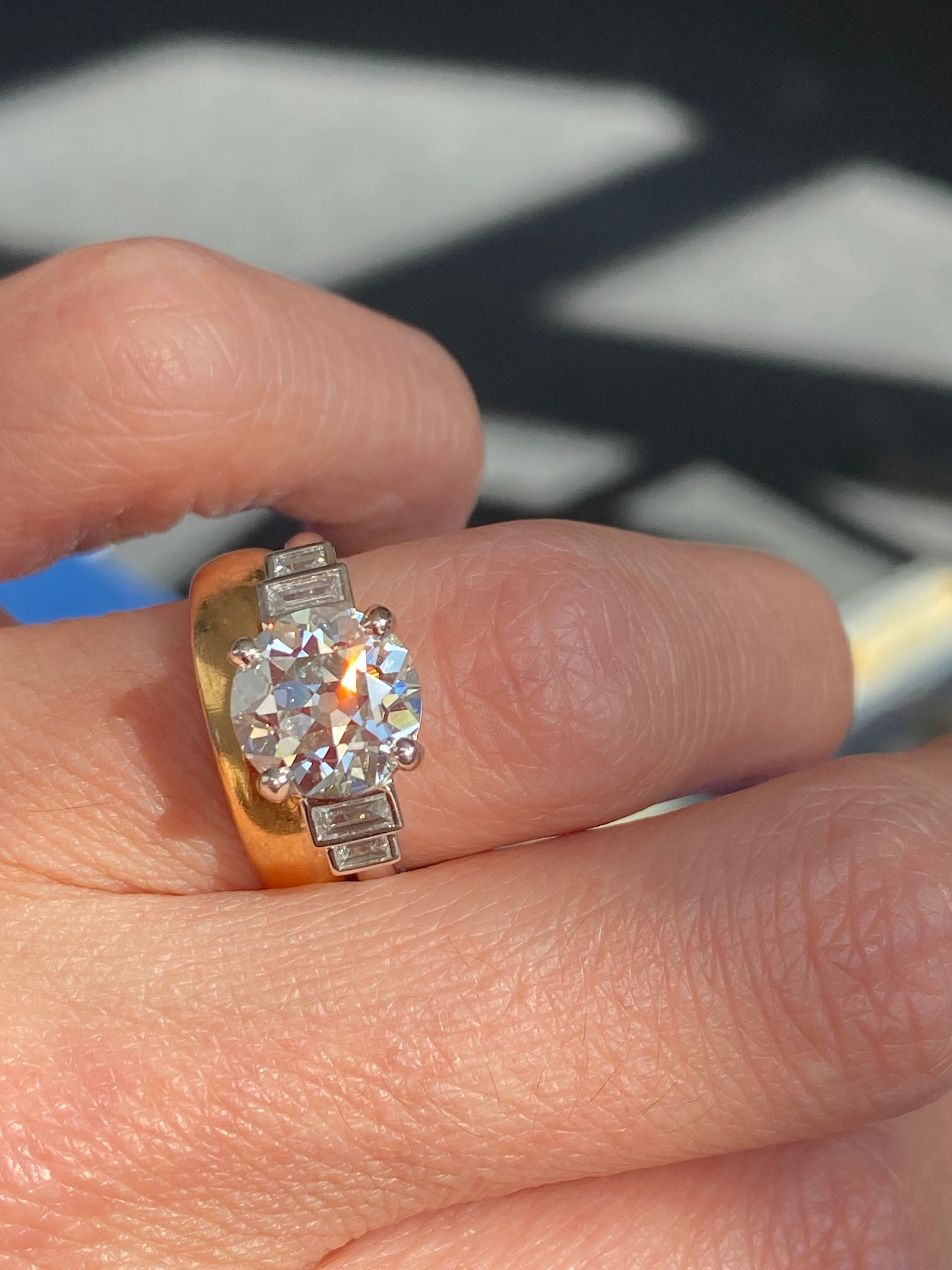 Heritage 3.25CT + Old European Cut Lab Grown Diamond Engagement Ring, at Least F Colour / VS Clarity