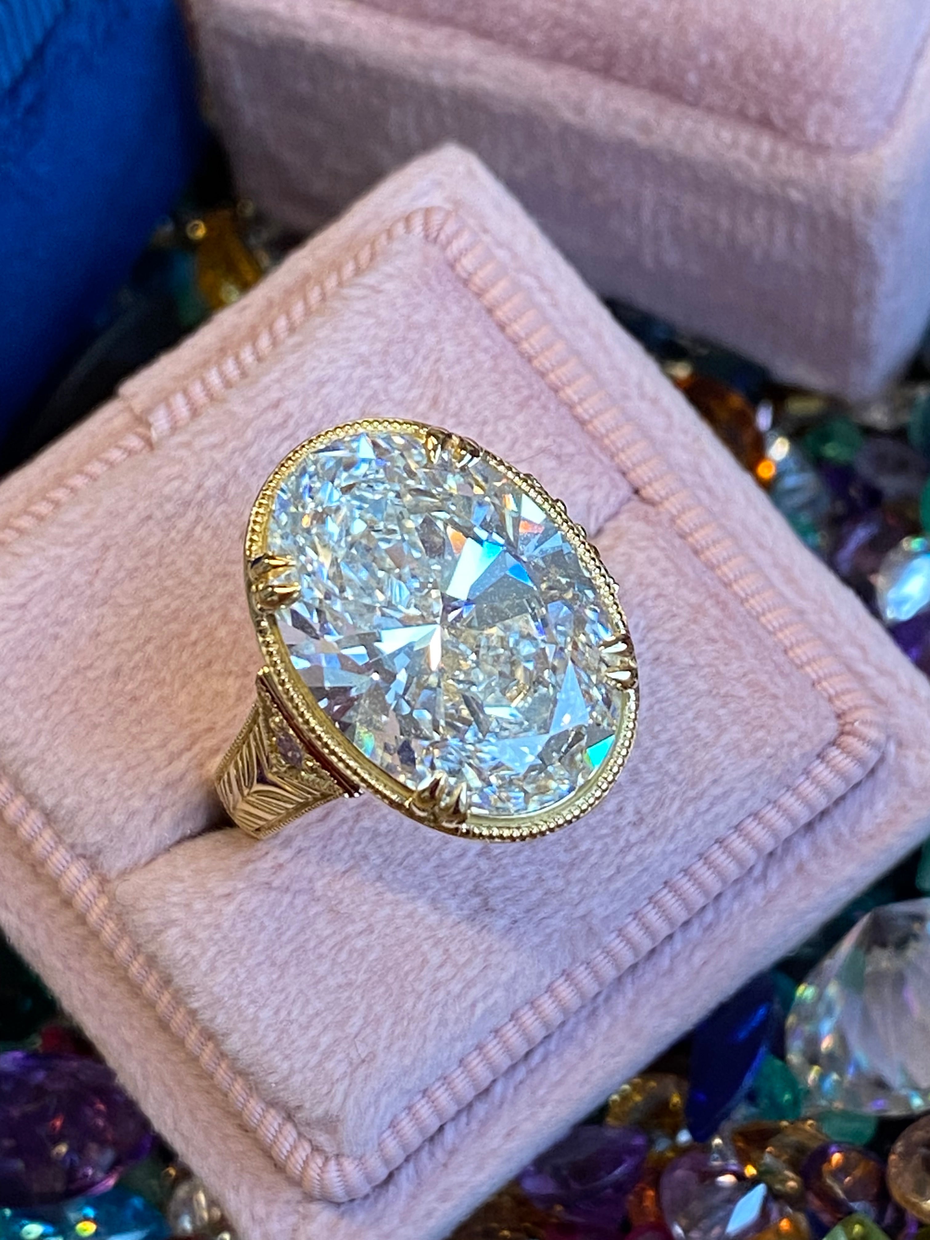 8.05 Carat Oval Cut Lab Diamond Solitaire Engagement Ring in 18ct Yellow Gold