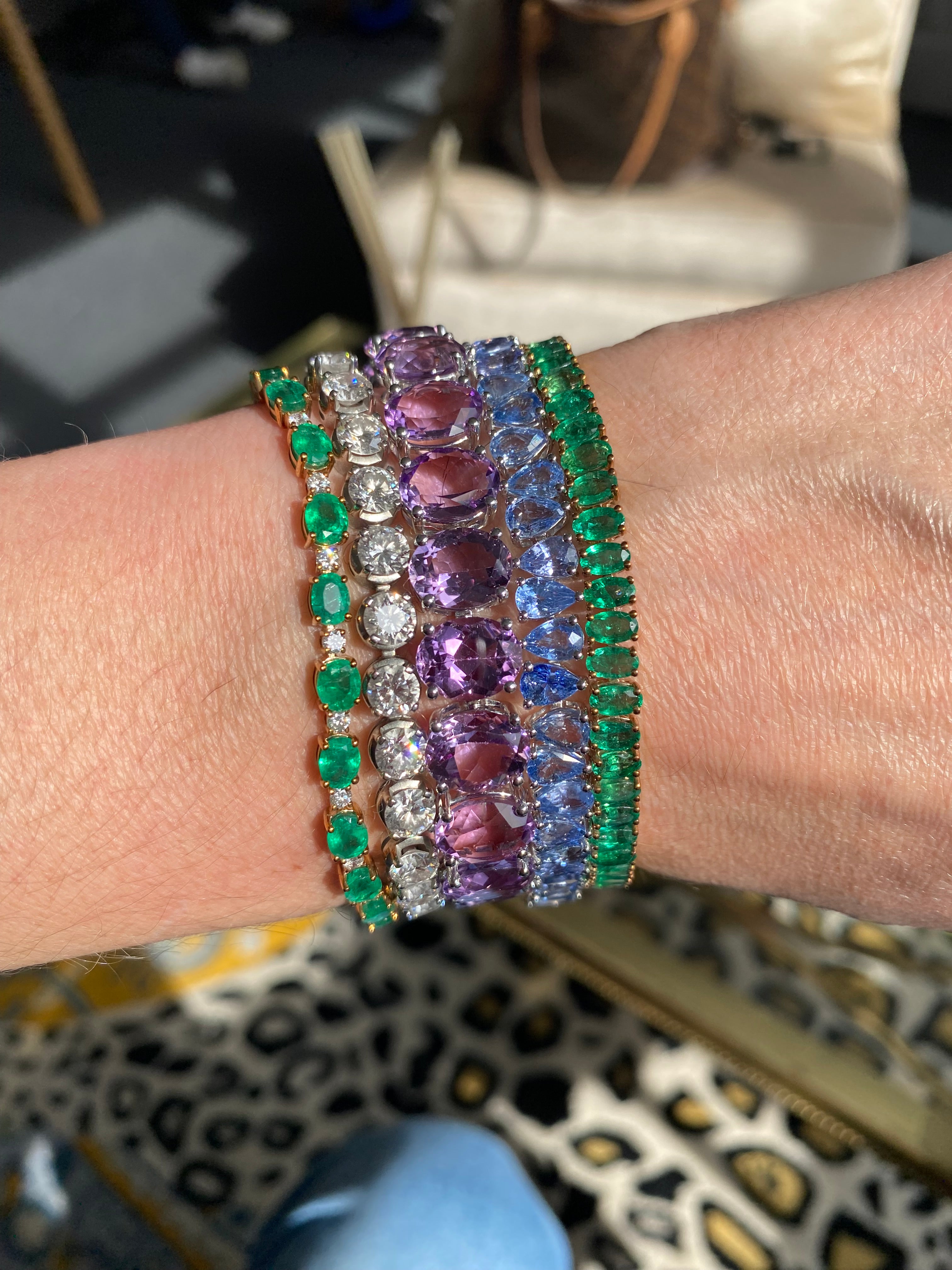 27.08 CTW Pear Cut Ceylon Sapphire Line Bracelet in 9ct White Gold