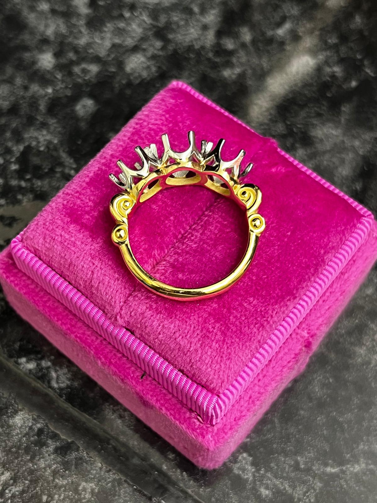 Heritage 4.00 CT + Old Cut Lab Grown Diamond Three Stone Trilogy Engagement Ring, at Least F Colour / VS Clarity