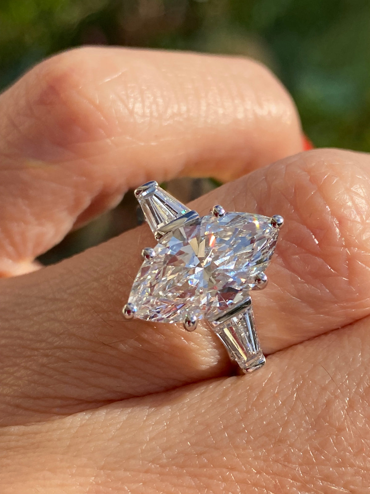 3.98 CTW Marquise Cut Lab Diamond Engagement Ring in Platinum