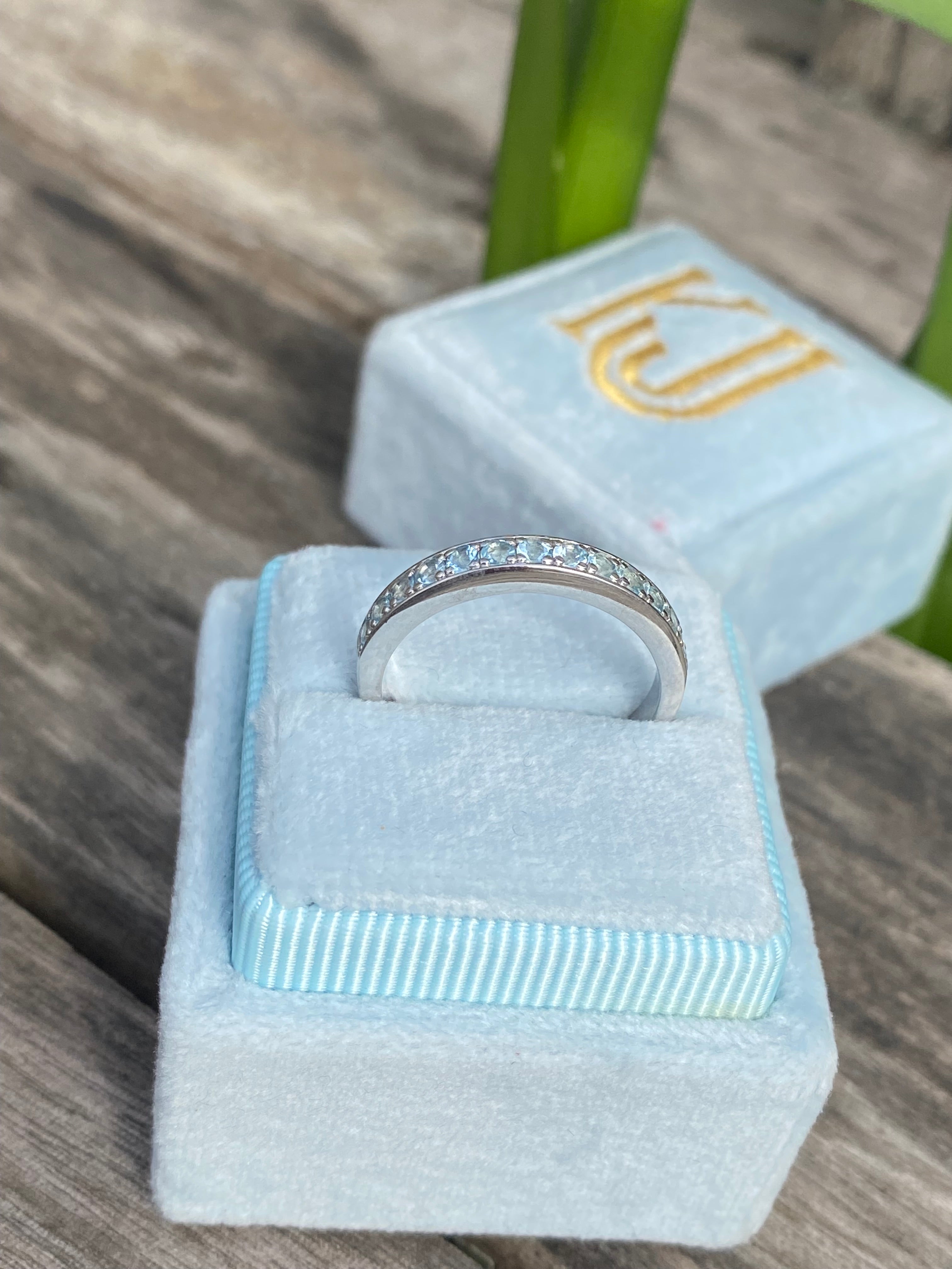 0.50ctw Baby Blue Aquamarine Eternity Stacking Ring