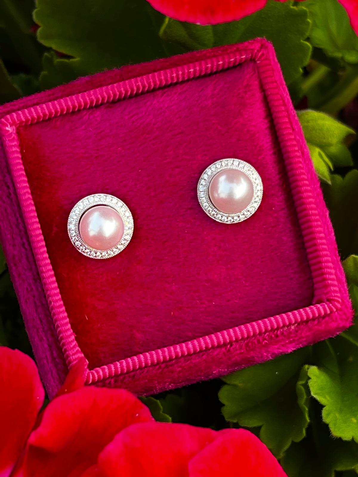 Pearl and Diamond Earrings in 18ct White Gold
