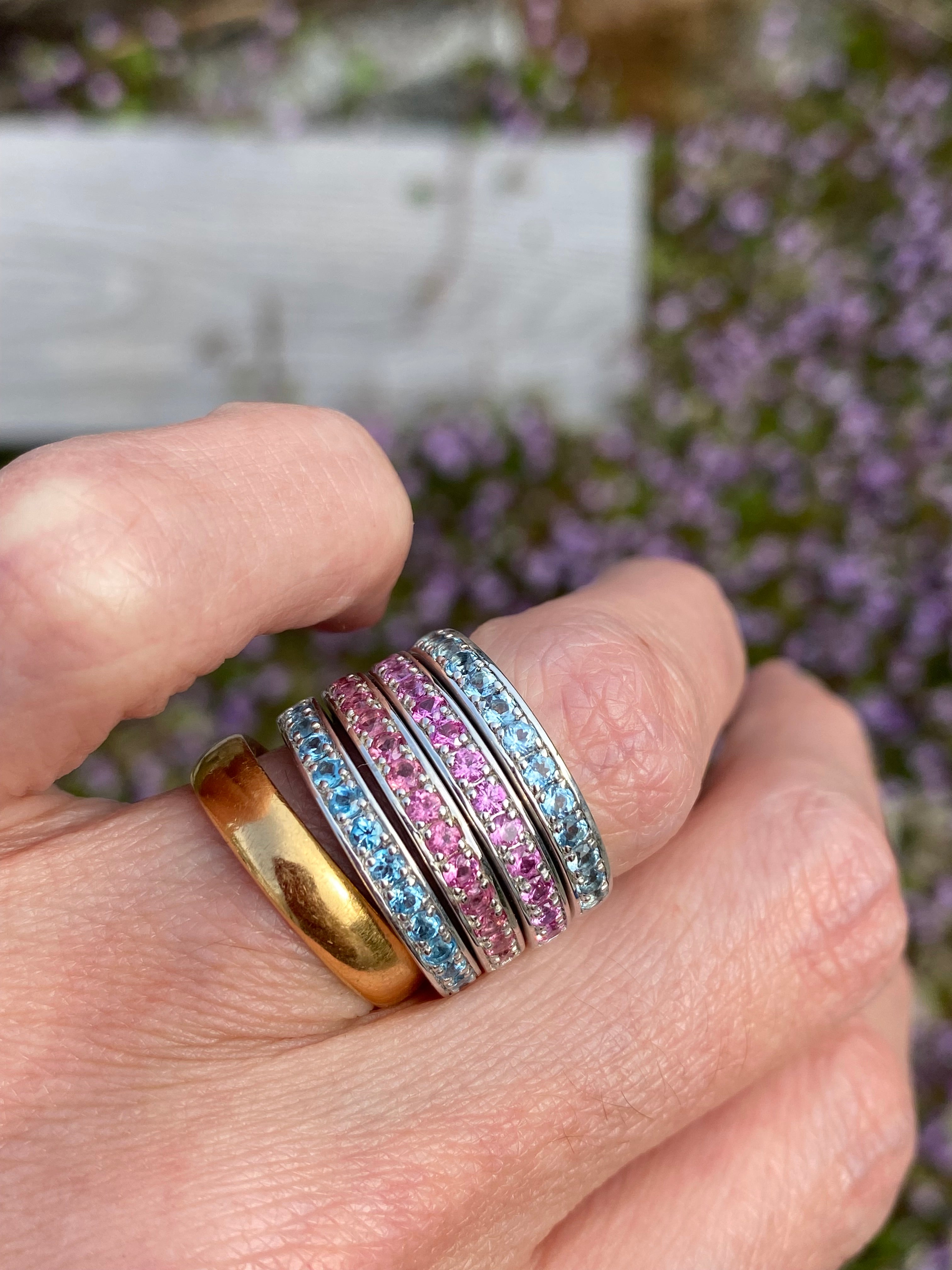 0.50ctw Hot Pink Sapphire Eternity Stacking Ring