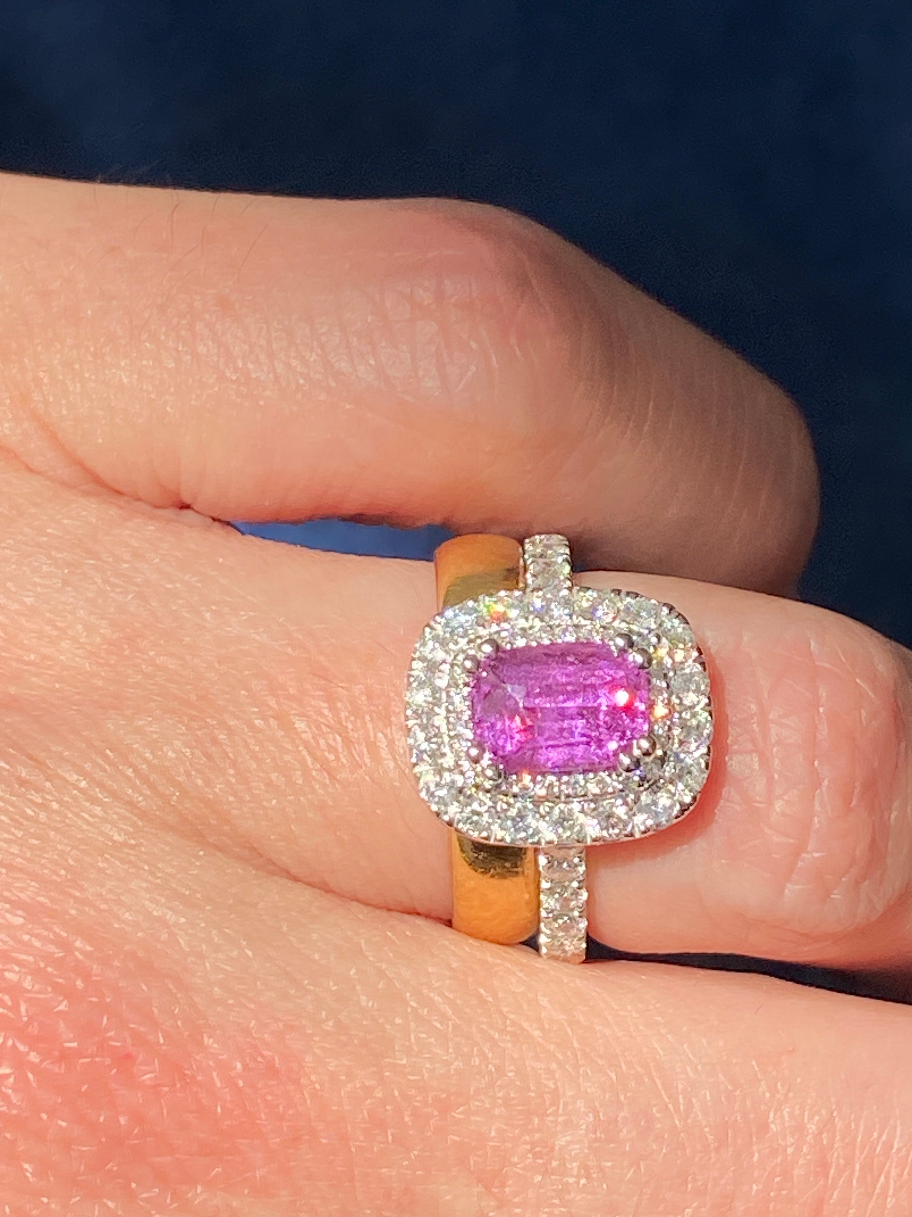 1.95 Carat Purple Sapphire and 0.97ctw Natural Diamond Halo Ring in Platinum