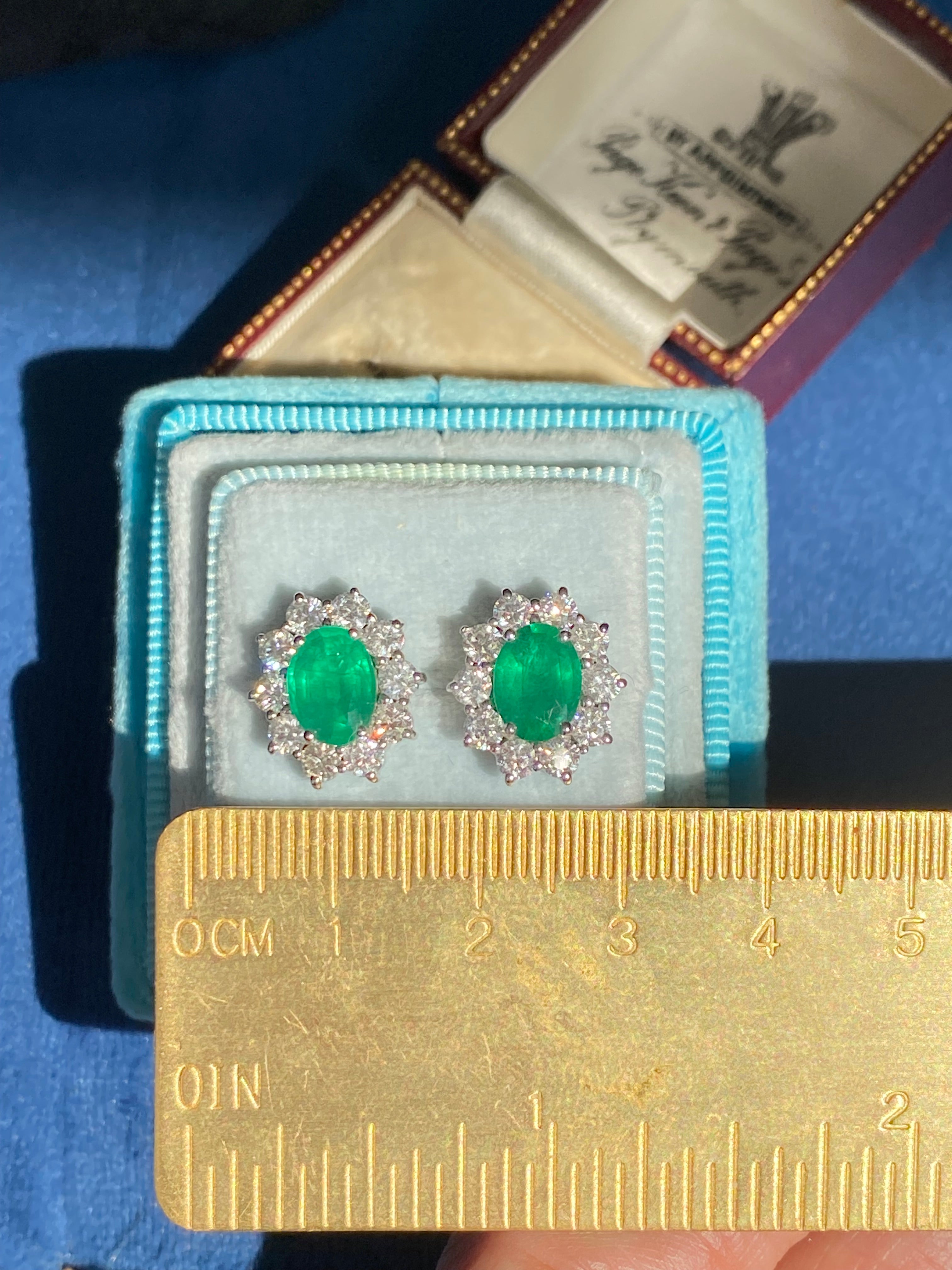 Extraordinary 3.65 CTW Emerald Earrings in 18ct White Gold