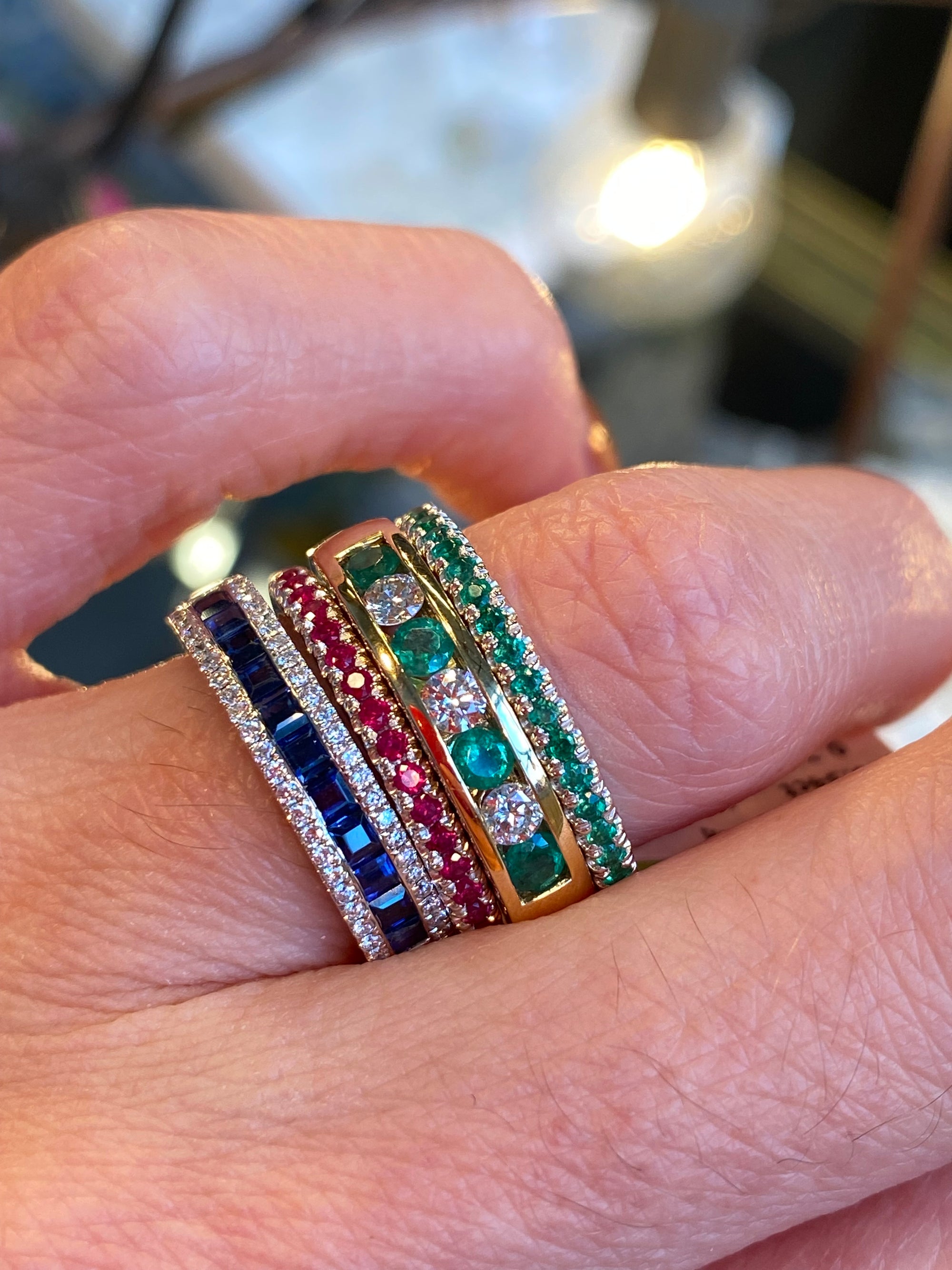 0.27 CTW Emerald Eternity Stacking Ring in Platinum