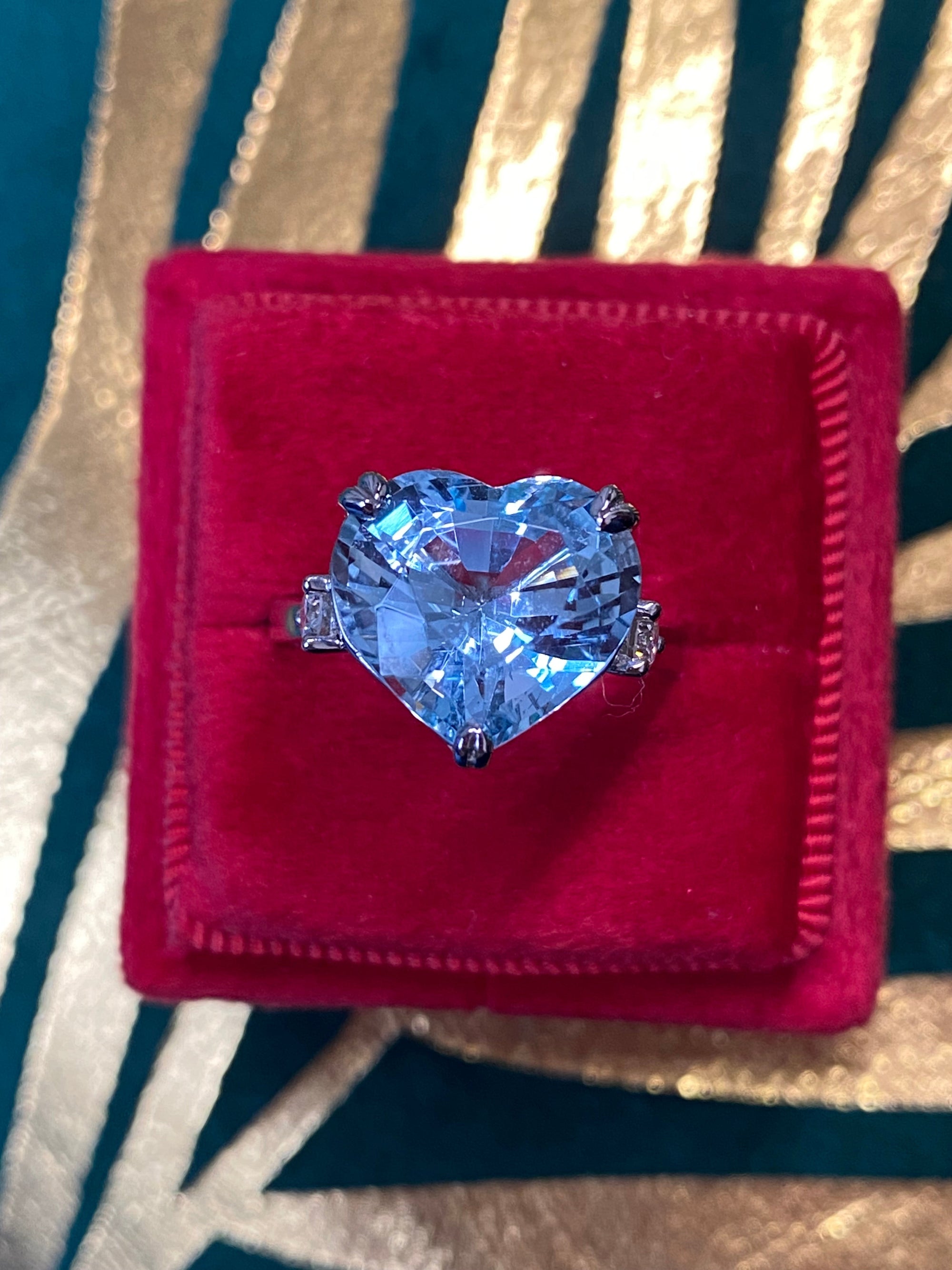 7.50 Carat Heart-Cut Aquamarine and Diamond Ring in Platinum