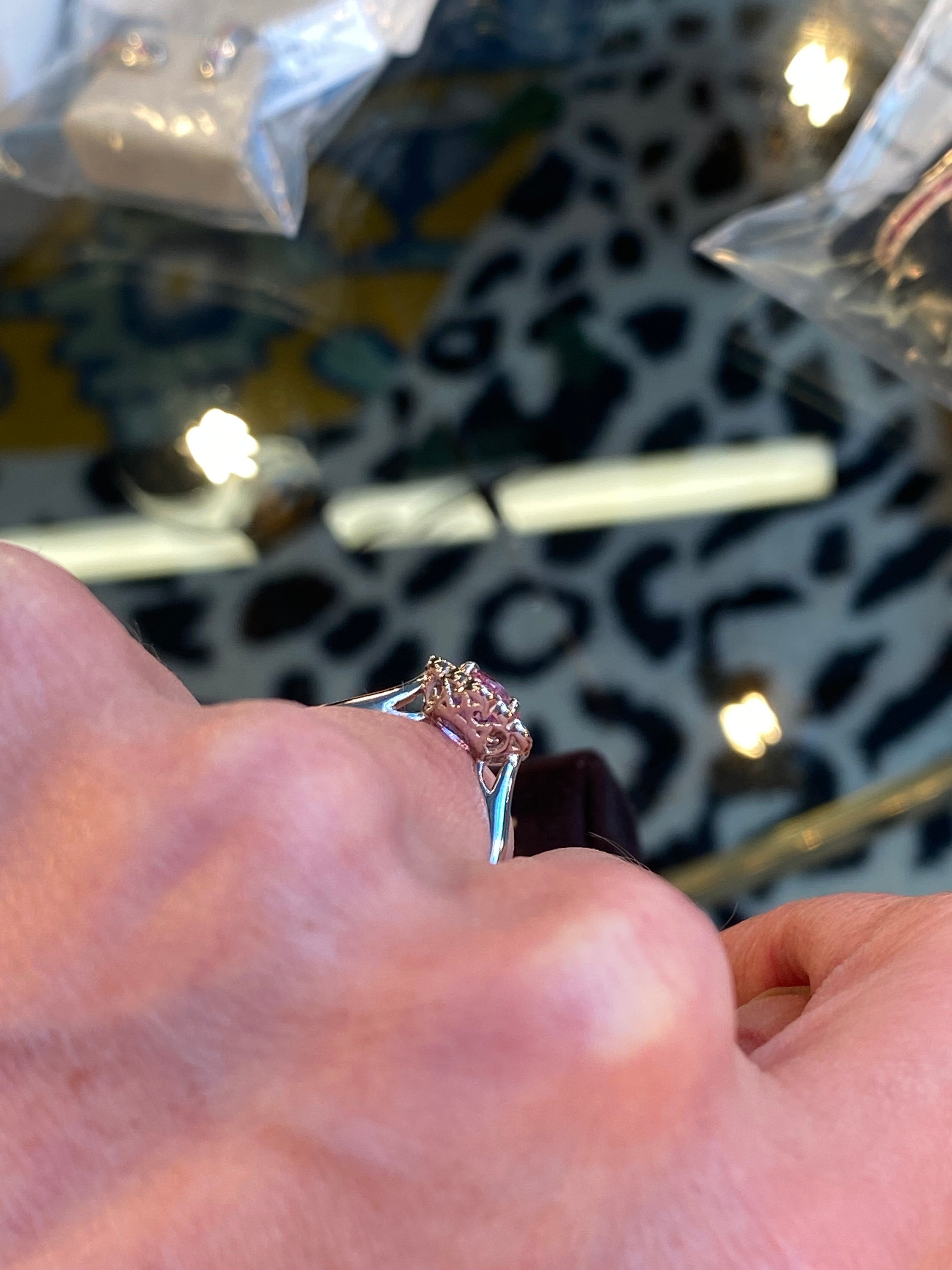 1.26 CTW Round Cut Pink Sapphire and Natural Diamond Halo Engagement Ring in Platinum