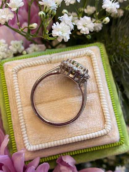 2.33 CTW Oval Cut Peridot and Moissanite Halo Cocktail Ring in Sterling Silver