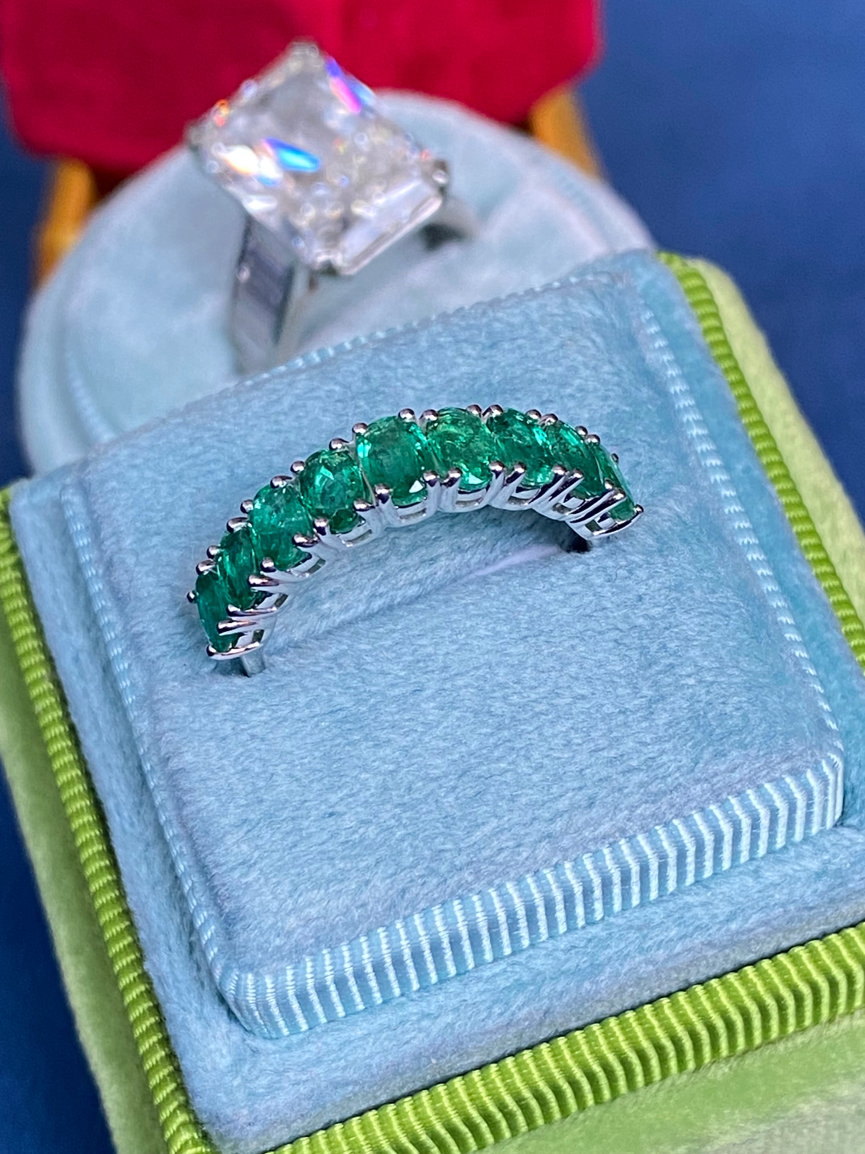 1.74 CTW Emerald Eternity Ring in 9ct White Gold