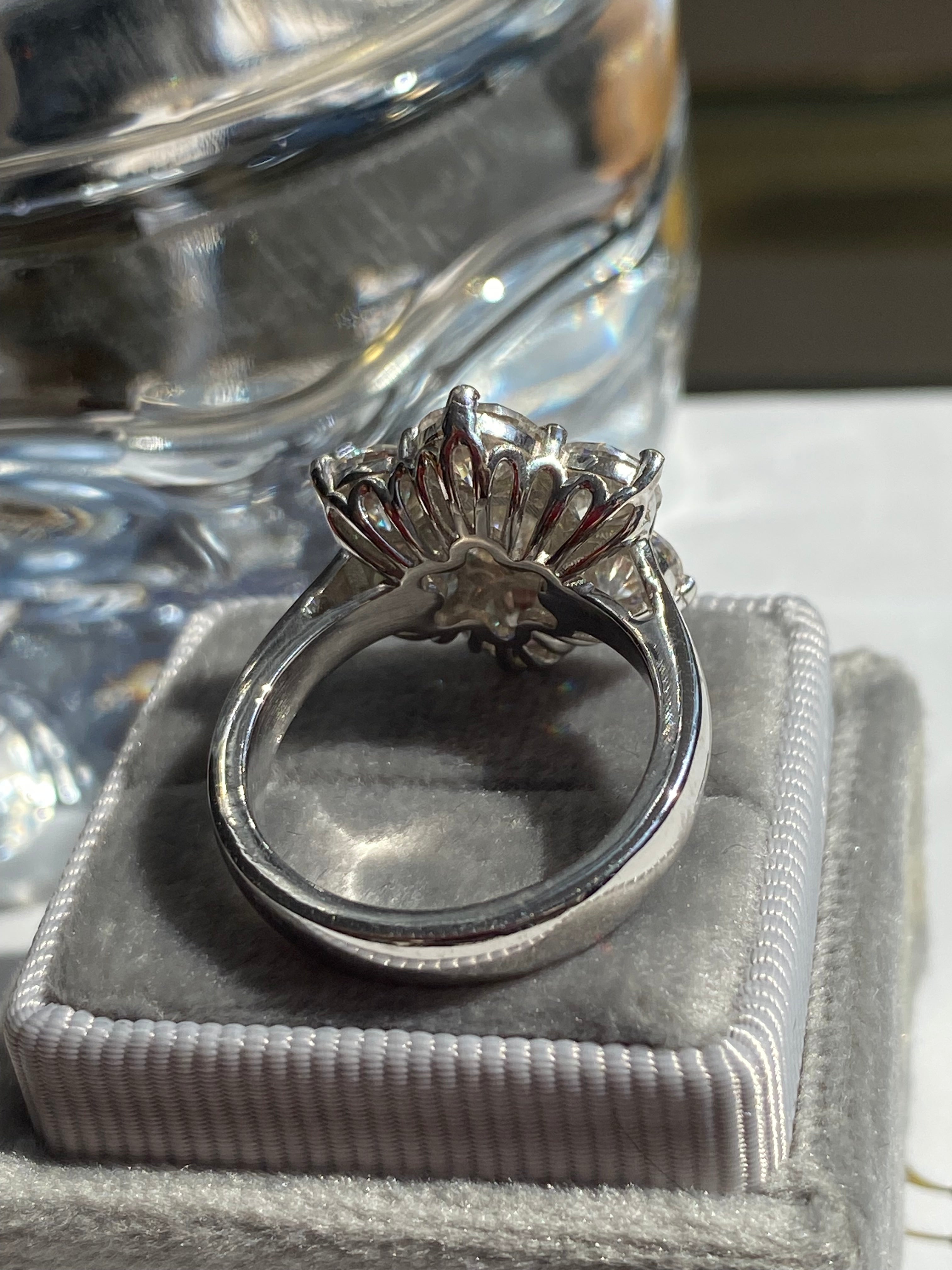 4.00 CTW Moissanite Daisy Cluster Halo Engagement Ring in Sterling Silver