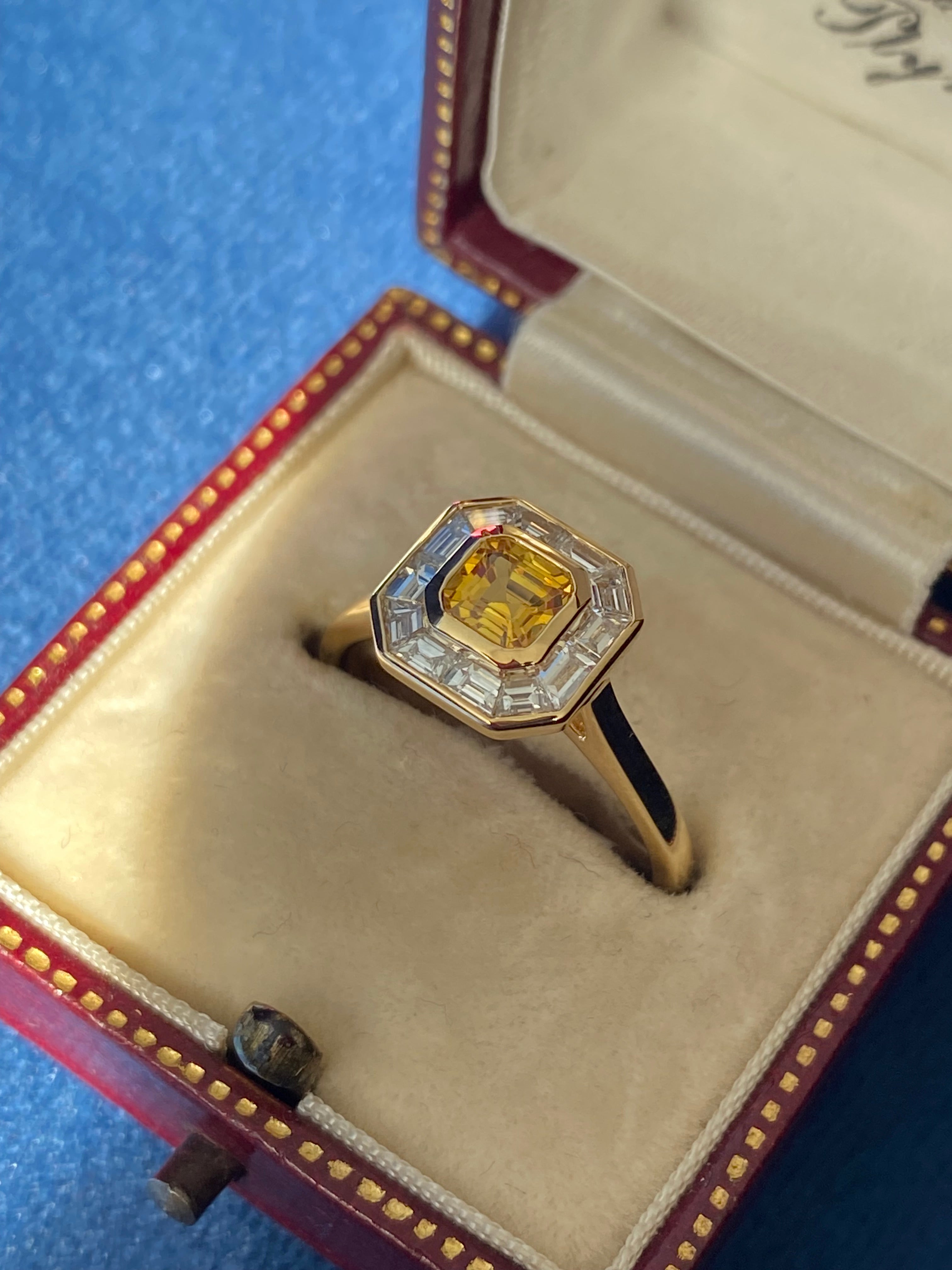 1.41 CTW Yellow Sapphire and Natural Diamond Ring in 18ct Yellow Gold