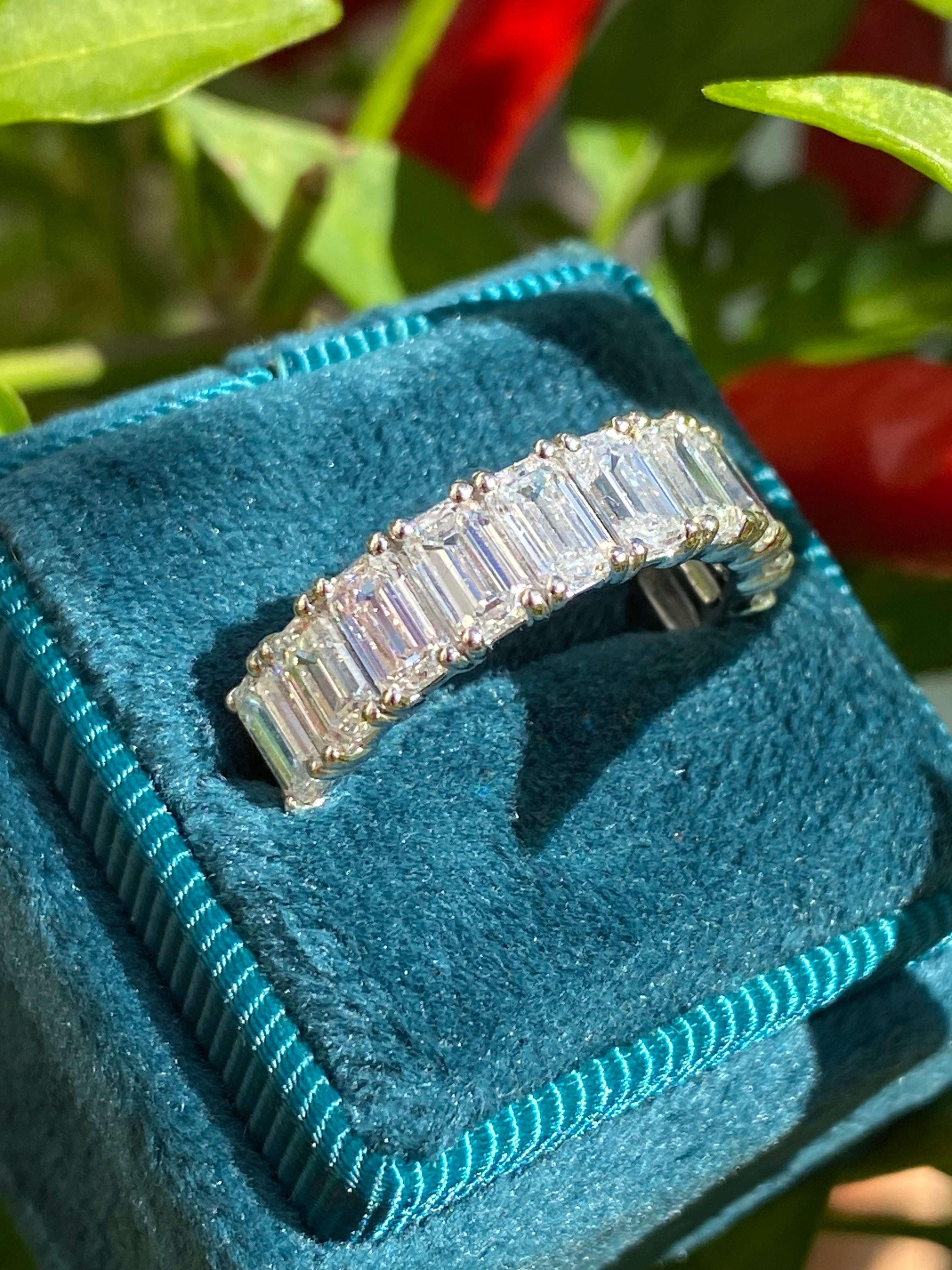 3.46 CTW Emerald Cut Lab Grown Diamond Half Eternity Ring in Platinum
