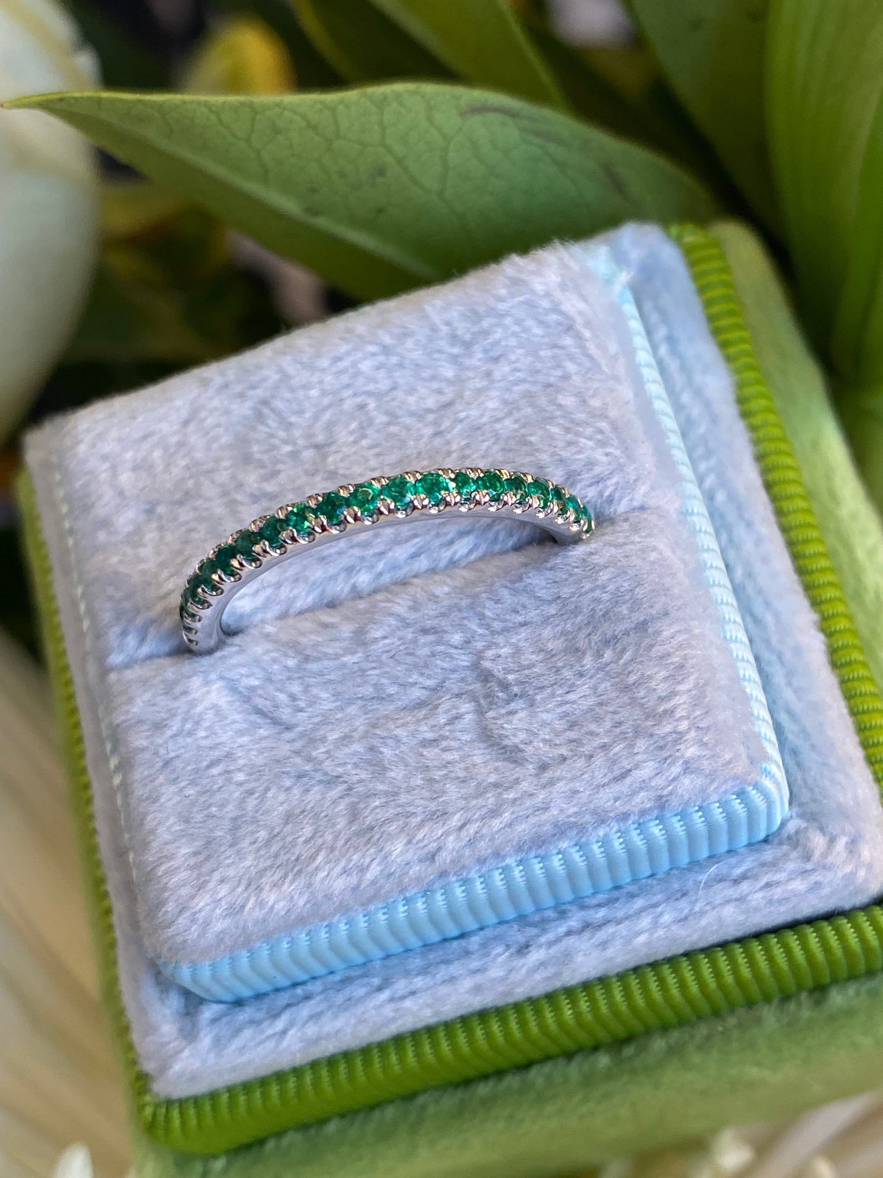 0.27 CTW Emerald Eternity Stacking Ring in Platinum
