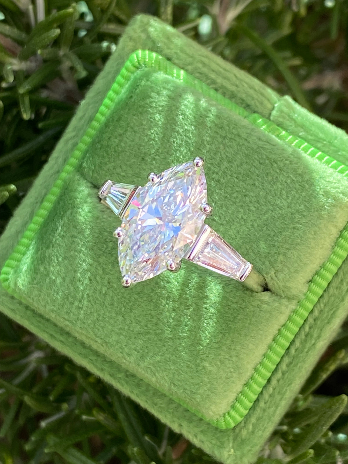 3.98 CTW Marquise Cut Lab Diamond Engagement Ring in Platinum
