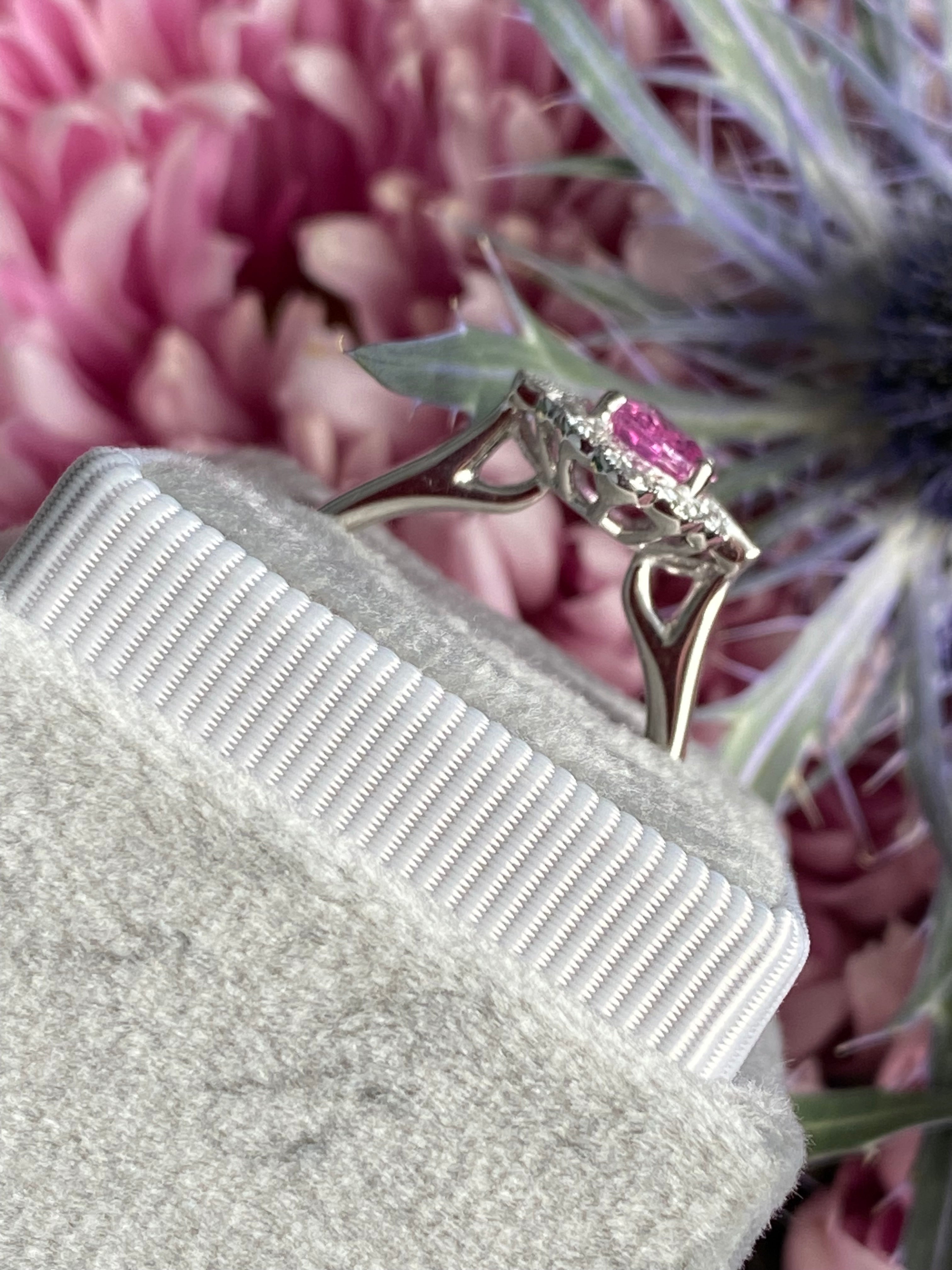 1.76 CTW Pink Sapphire and Diamond Art Deco Style Ring in Platinum