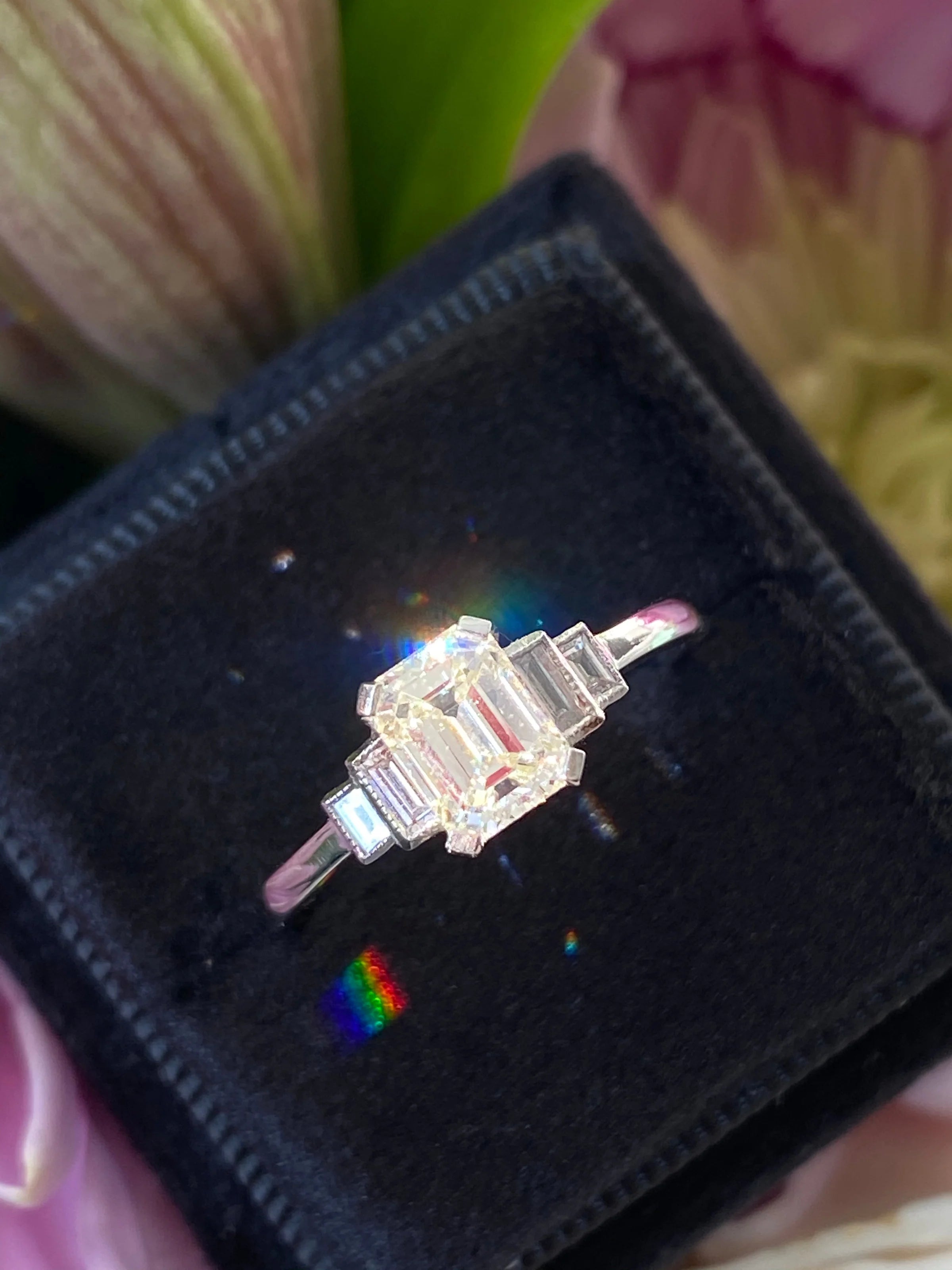 Heritage 1.15 CTW + Emerald Cut Lab Grown Diamond Engagement Ring, at Least F Colour / VVS Clarity
