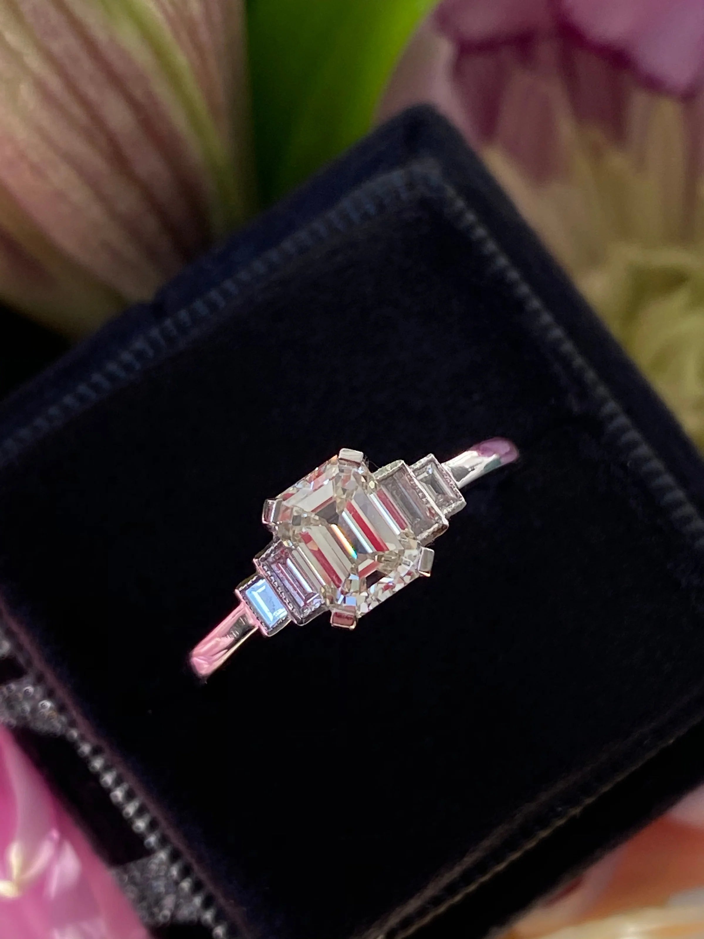 Heritage 1.15 CTW + Emerald Cut Lab Grown Diamond Engagement Ring, at Least F Colour / VVS Clarity
