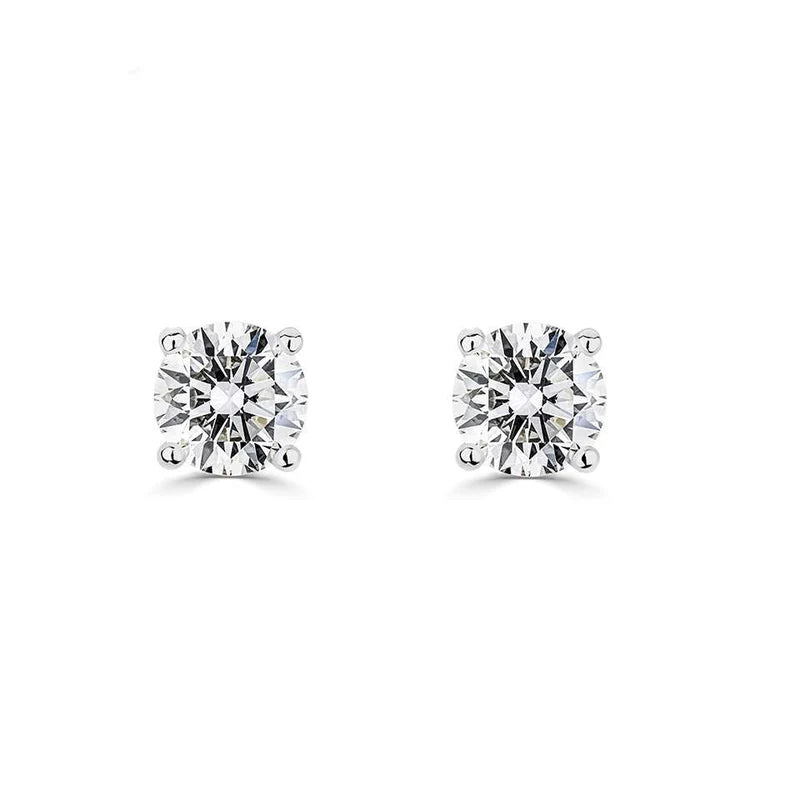 1.00 CTW + Lab Grown Diamond Solitaire Stud Earrings, at Least F Colour / VVS Clarity