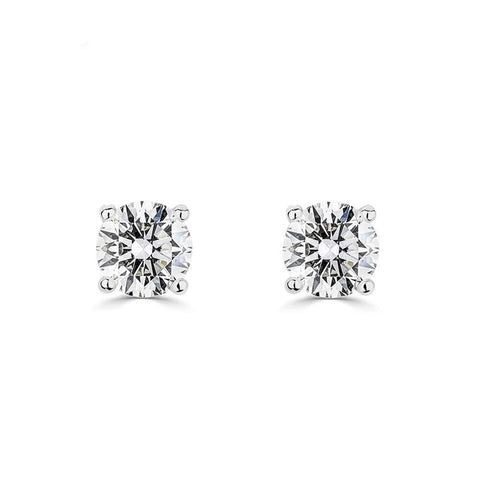 1.00 CTW + Lab Grown Diamond Solitaire Stud Earrings, at Least F Colour / VVS Clarity