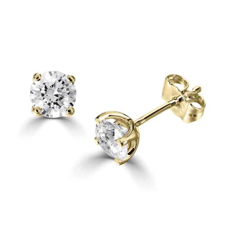 1.00 CTW + Lab Grown Diamond Solitaire Stud Earrings, at Least F Colour / VVS Clarity