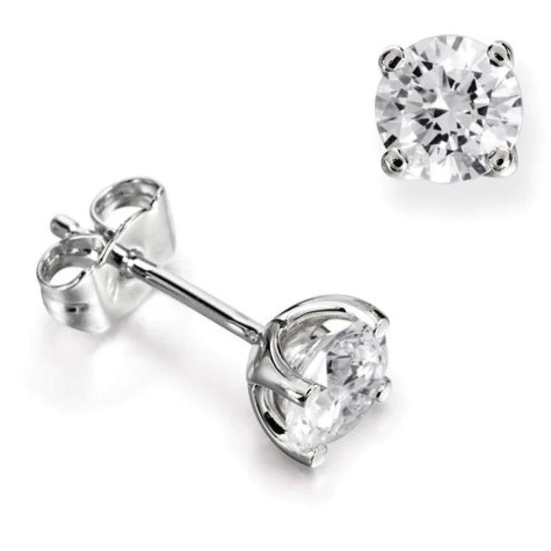 1.00 CTW + Lab Grown Diamond Solitaire Stud Earrings, at Least F Colour / VVS Clarity