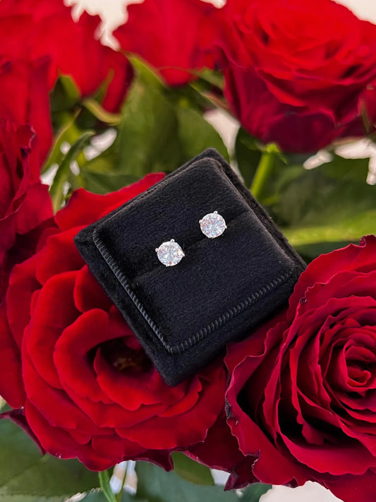 1.00 CTW + Lab Grown Diamond Solitaire Stud Earrings, at Least F Colour / VVS Clarity