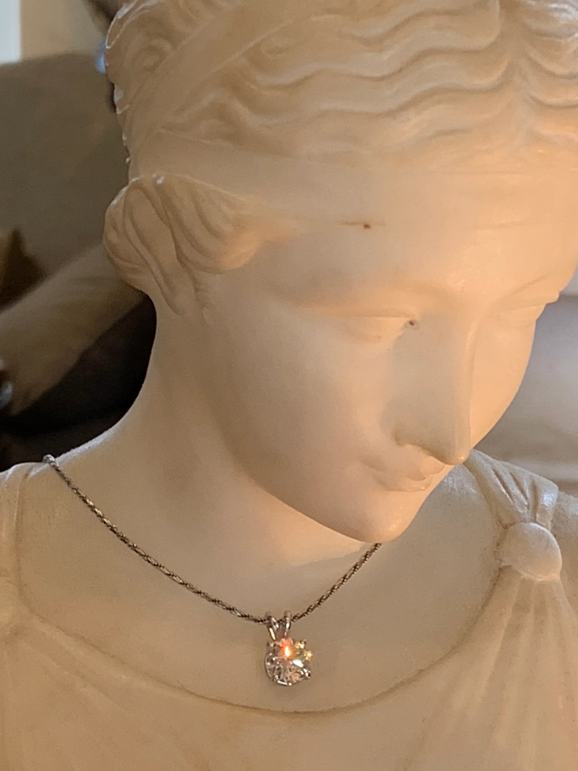 Heritage 1.45 CT + Old Euro Cut Lab Grown Diamond Pendant Necklace, at Least F Colour / VS Clarity