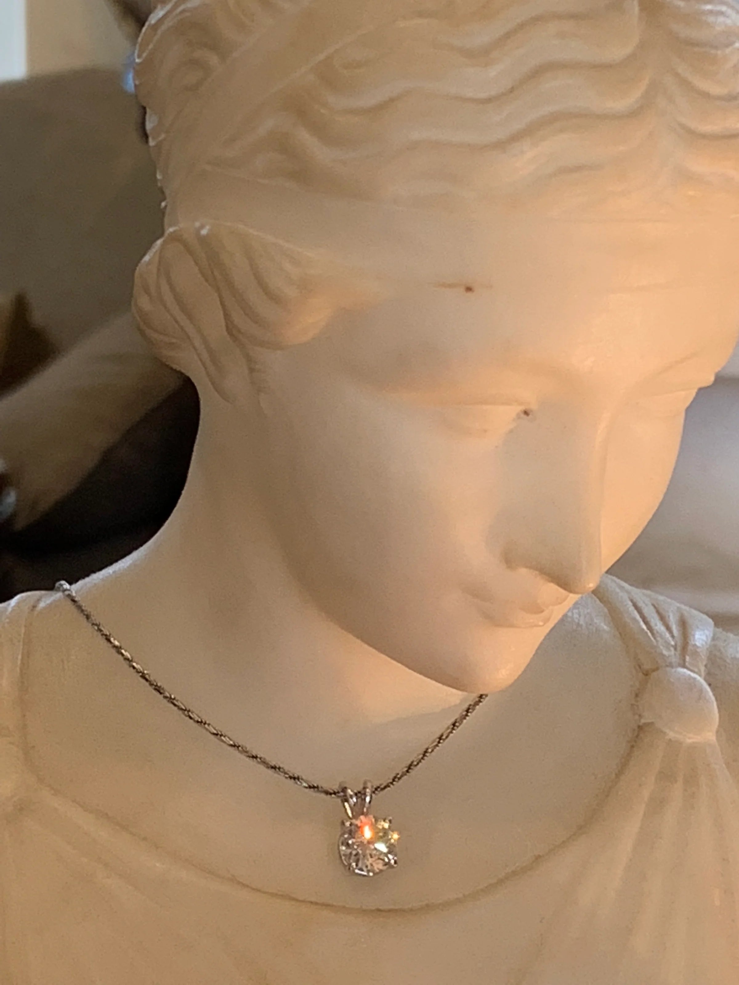 Heritage 1.45 CT + Old Euro Cut Lab Grown Diamond Pendant Necklace, at Least F Colour / VS Clarity