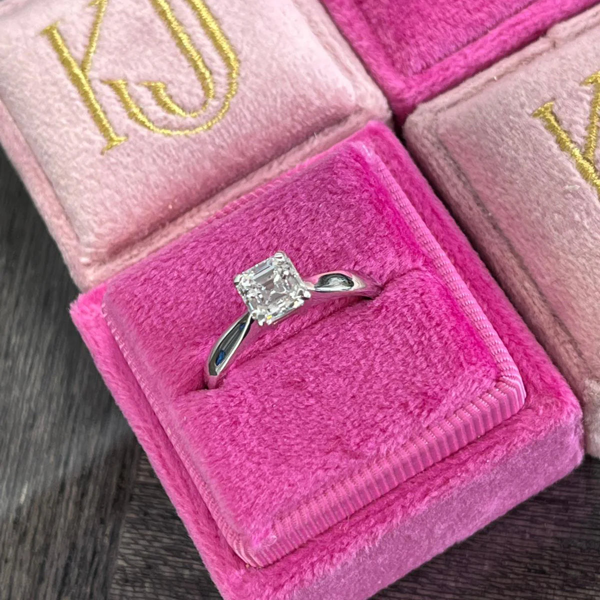 1.00 CT + Asscher Cut Lab Grown Diamond Solitaire Engagement Ring, at Least F Colour / VVS Clarity