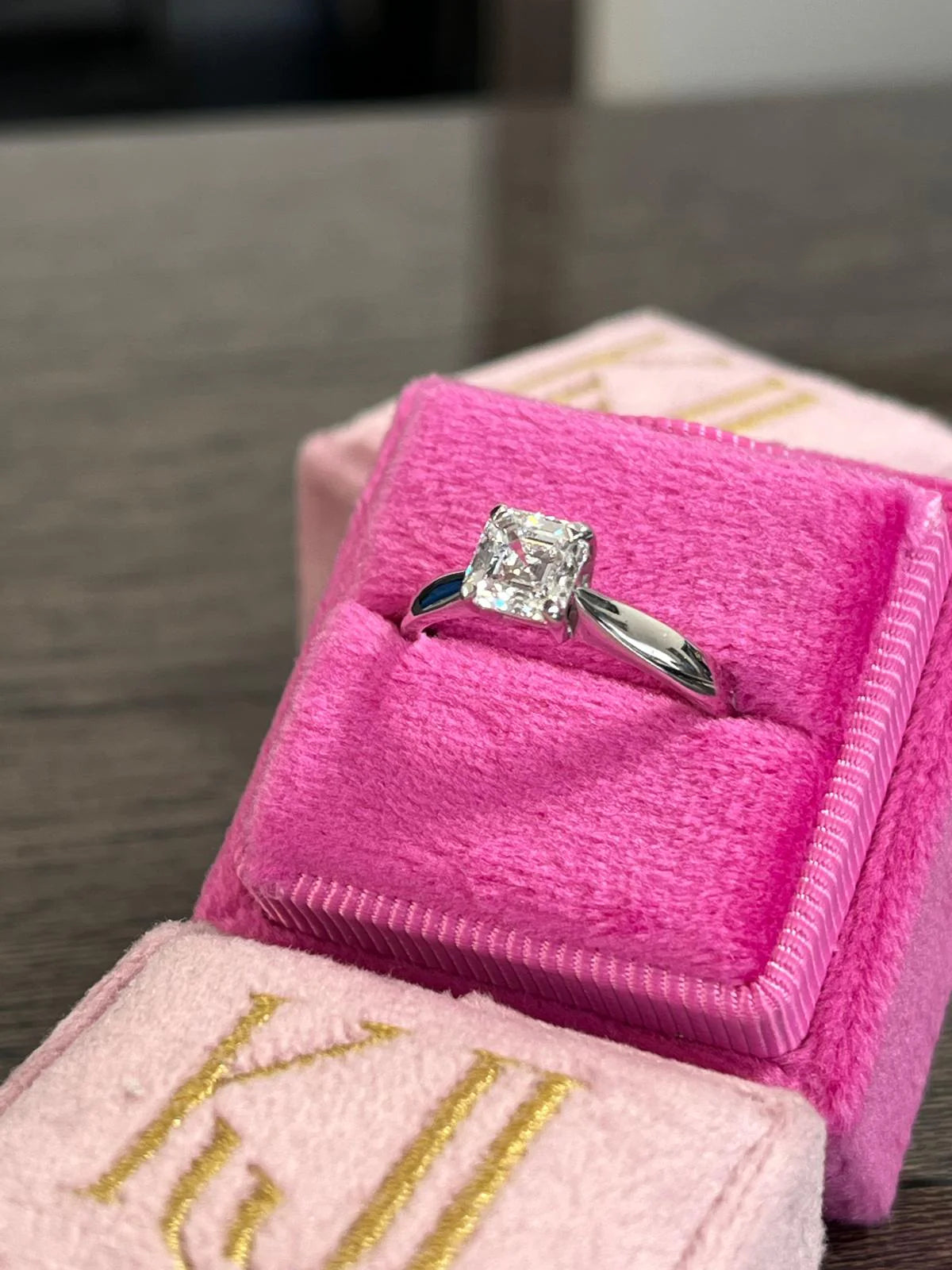 1.00 CT + Asscher Cut Lab Grown Diamond Solitaire Engagement Ring, at Least F Colour / VVS Clarity