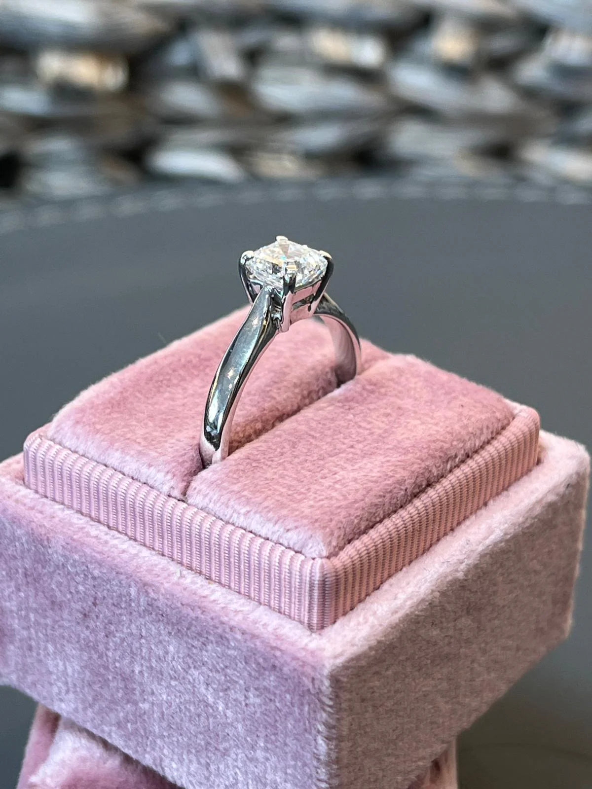 1.00 CT + Asscher Cut Lab Grown Diamond Solitaire Engagement Ring, at Least F Colour / VVS Clarity