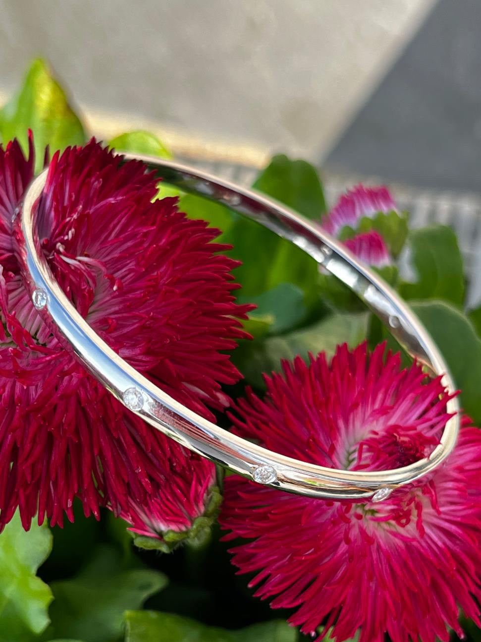 0.80ctw Moissanite Sterling Silver Bangle