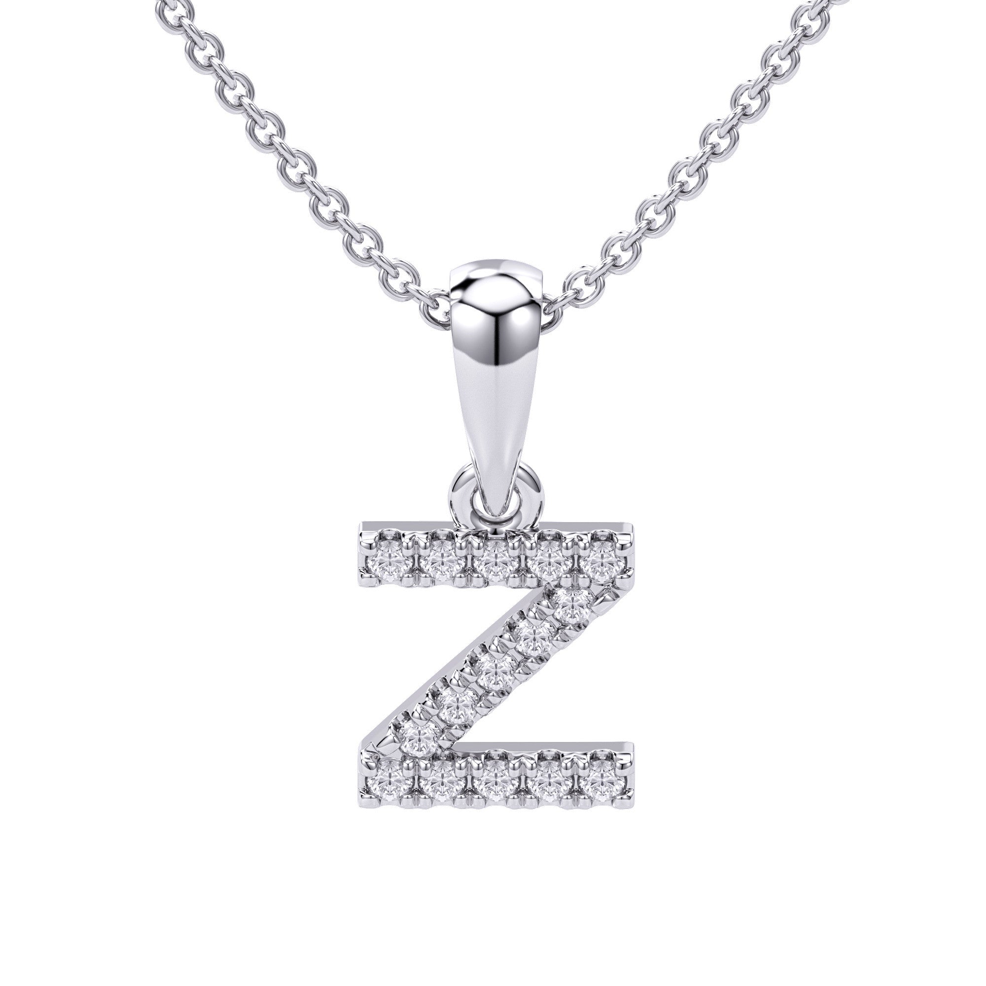 Love Letters Initials Pendant Necklace in 18ct White / Yellow Gold Z