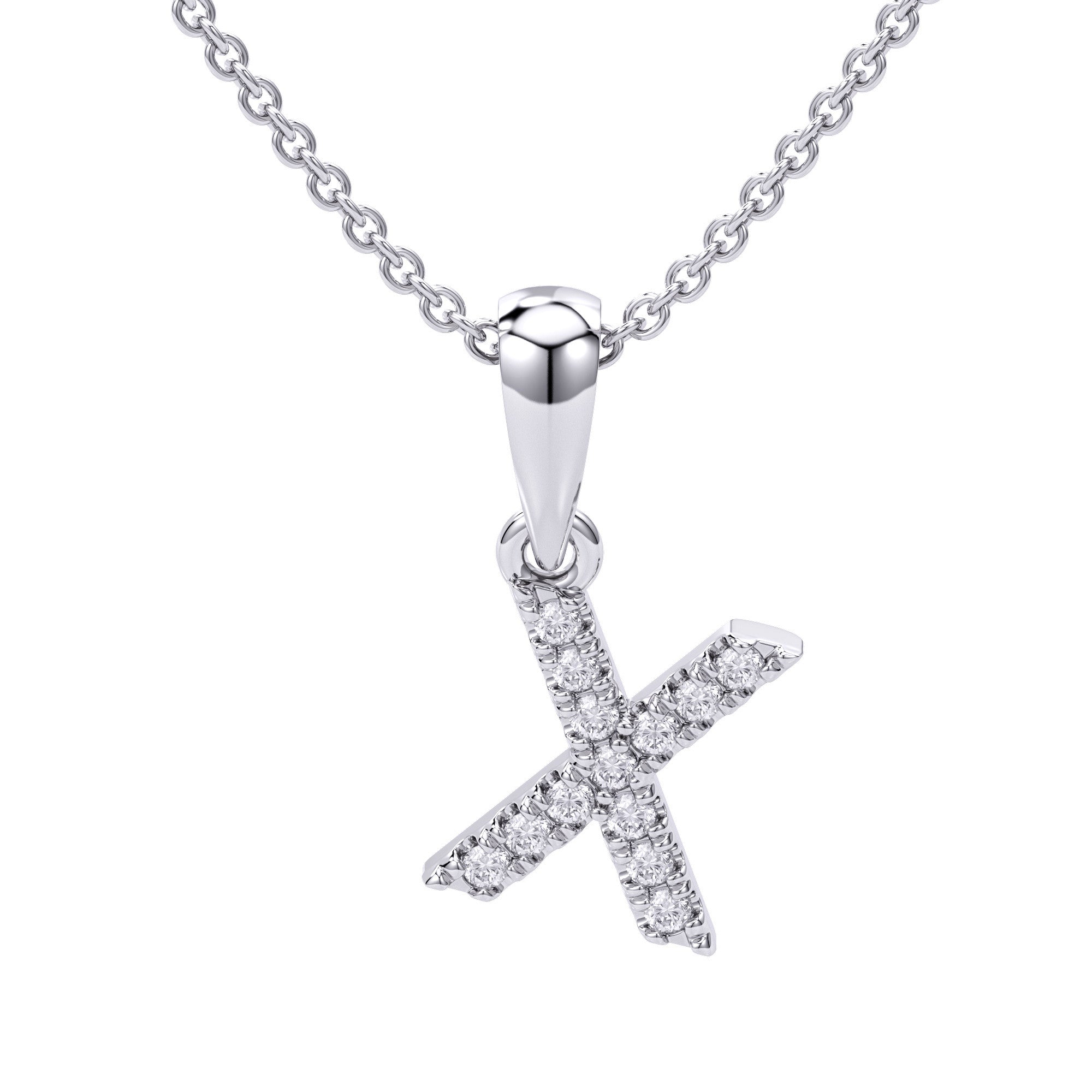 Love Letters Initials Pendant Necklace in 18ct White / Yellow Gold X