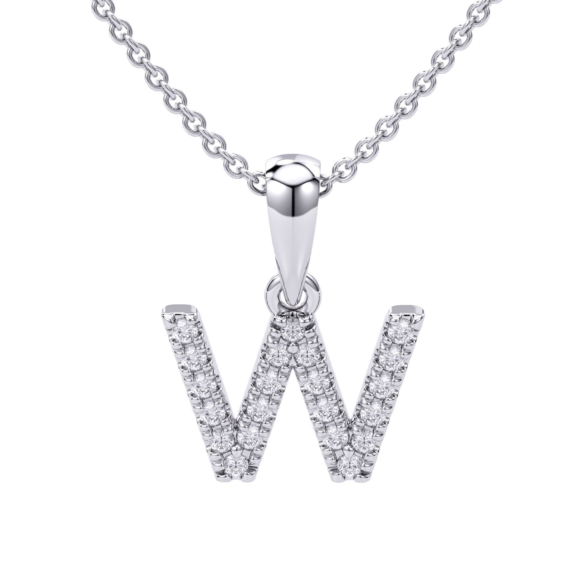 Love Letters Initials Pendant Necklace in 18ct White / Yellow Gold W