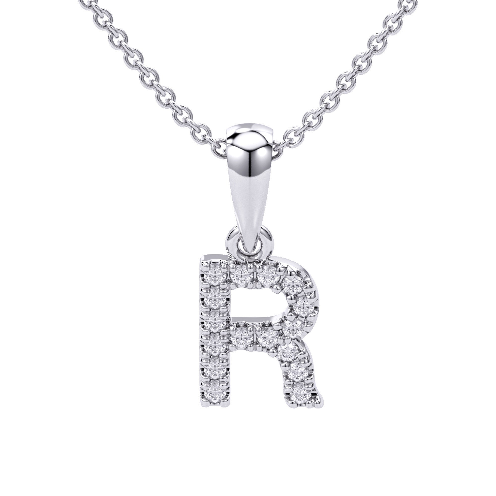 Love Letters Initials Pendant Necklace in 18ct White / Yellow Gold R