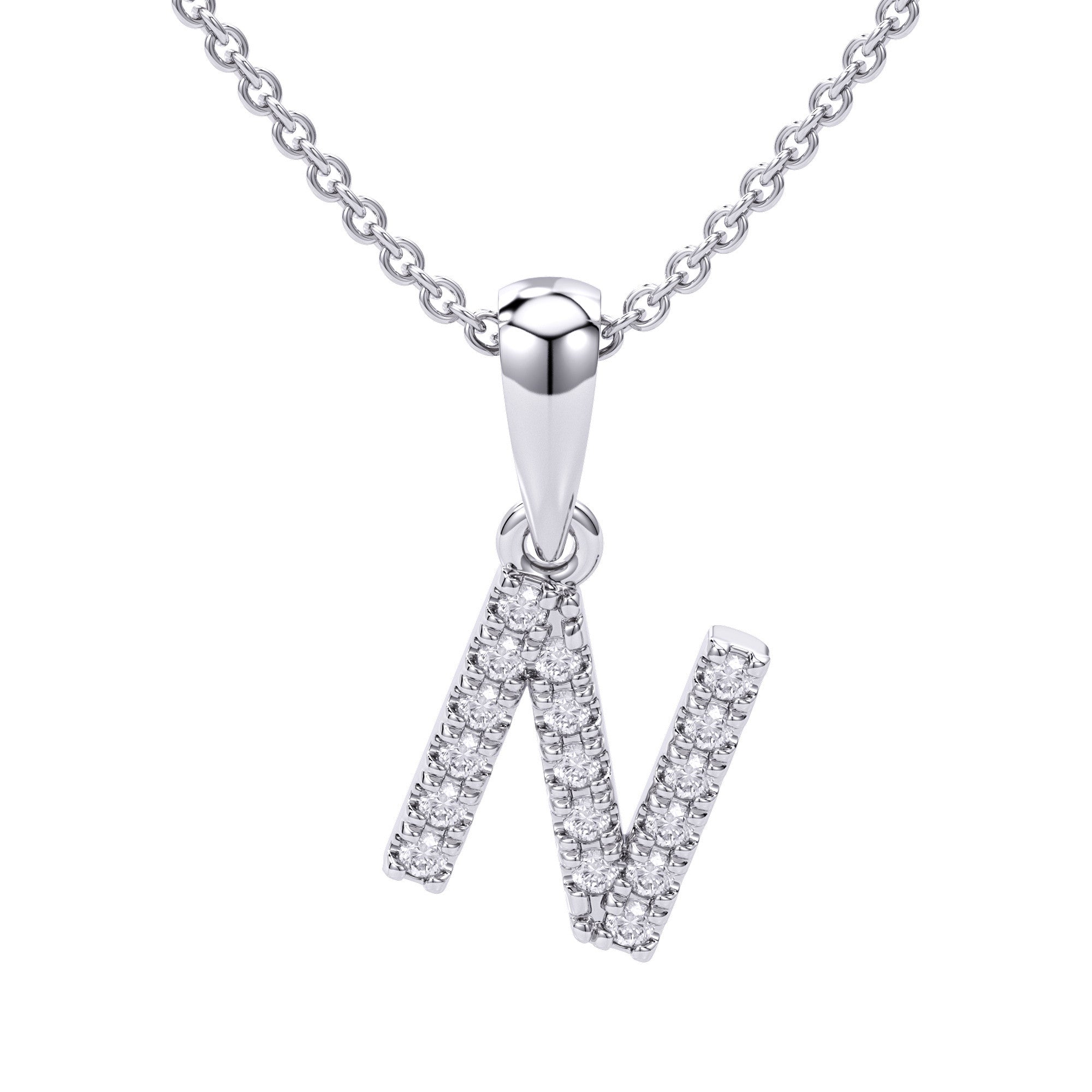 Love Letters Initials Pendant Necklace in 18ct White / Yellow Gold N