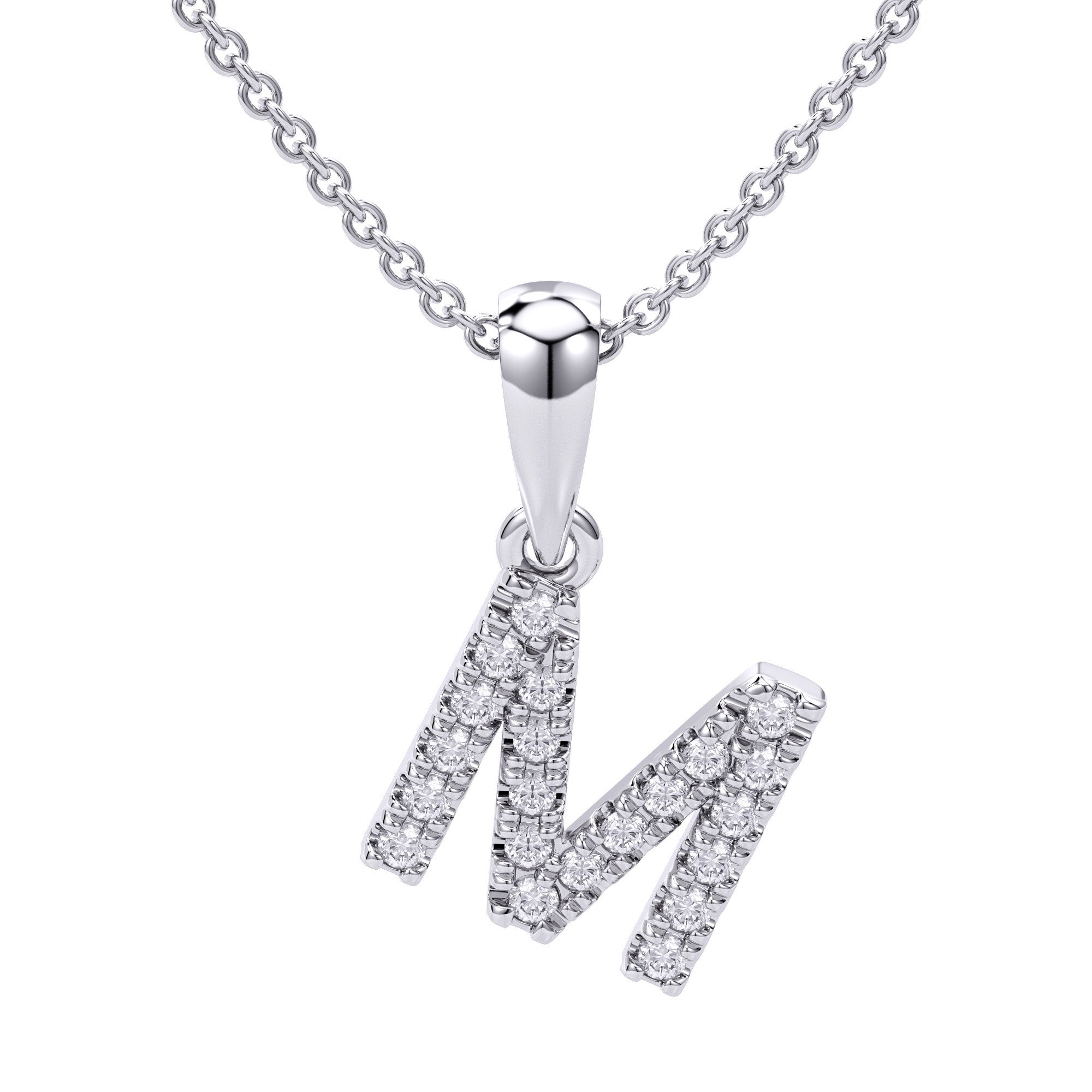Love Letters Initials Pendant Necklace in 18ct White / Yellow Gold M