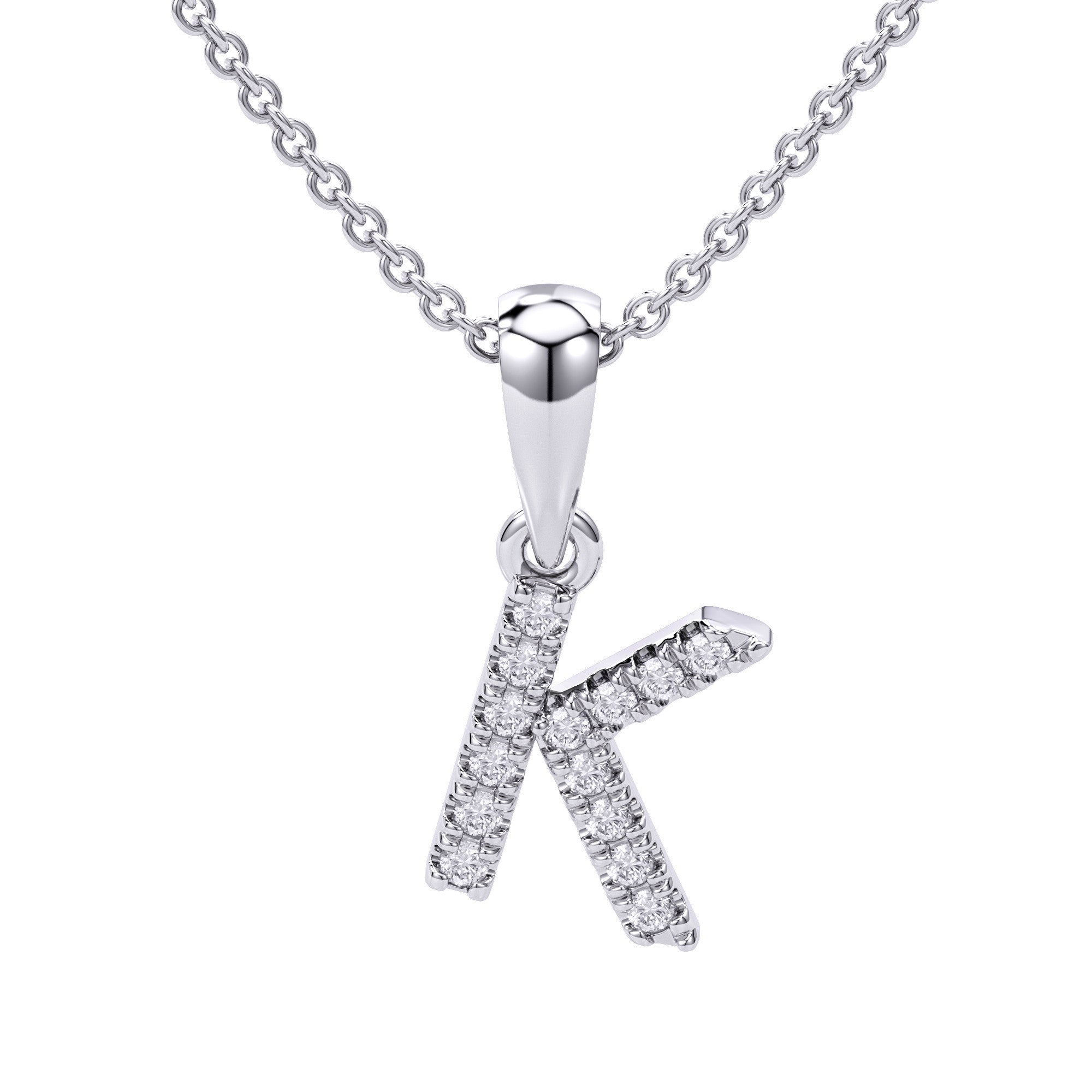 Love Letters Initials Pendant Necklace in 18ct White / Yellow Gold K