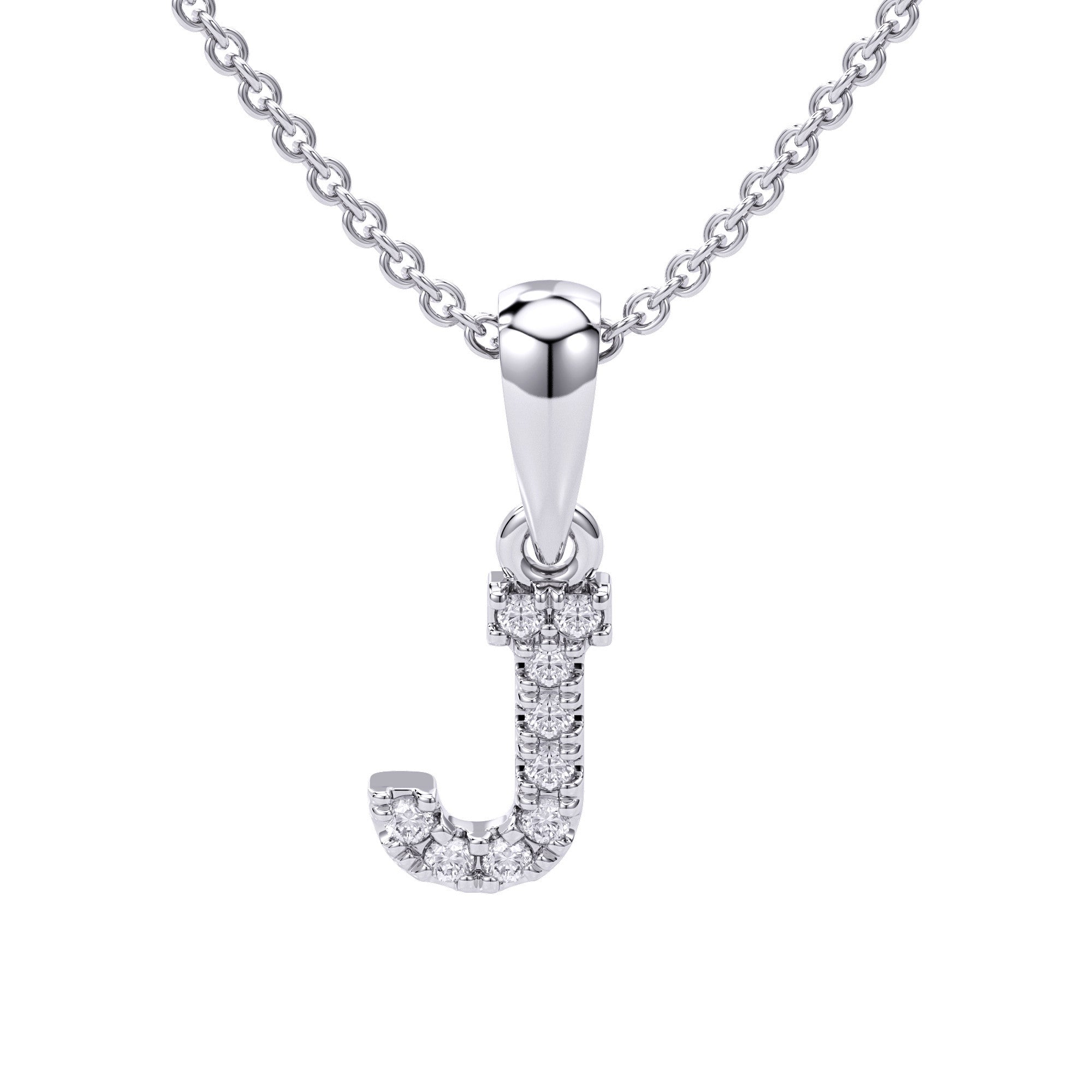 Love Letters Initials Pendant Necklace in 18ct White / Yellow Gold J