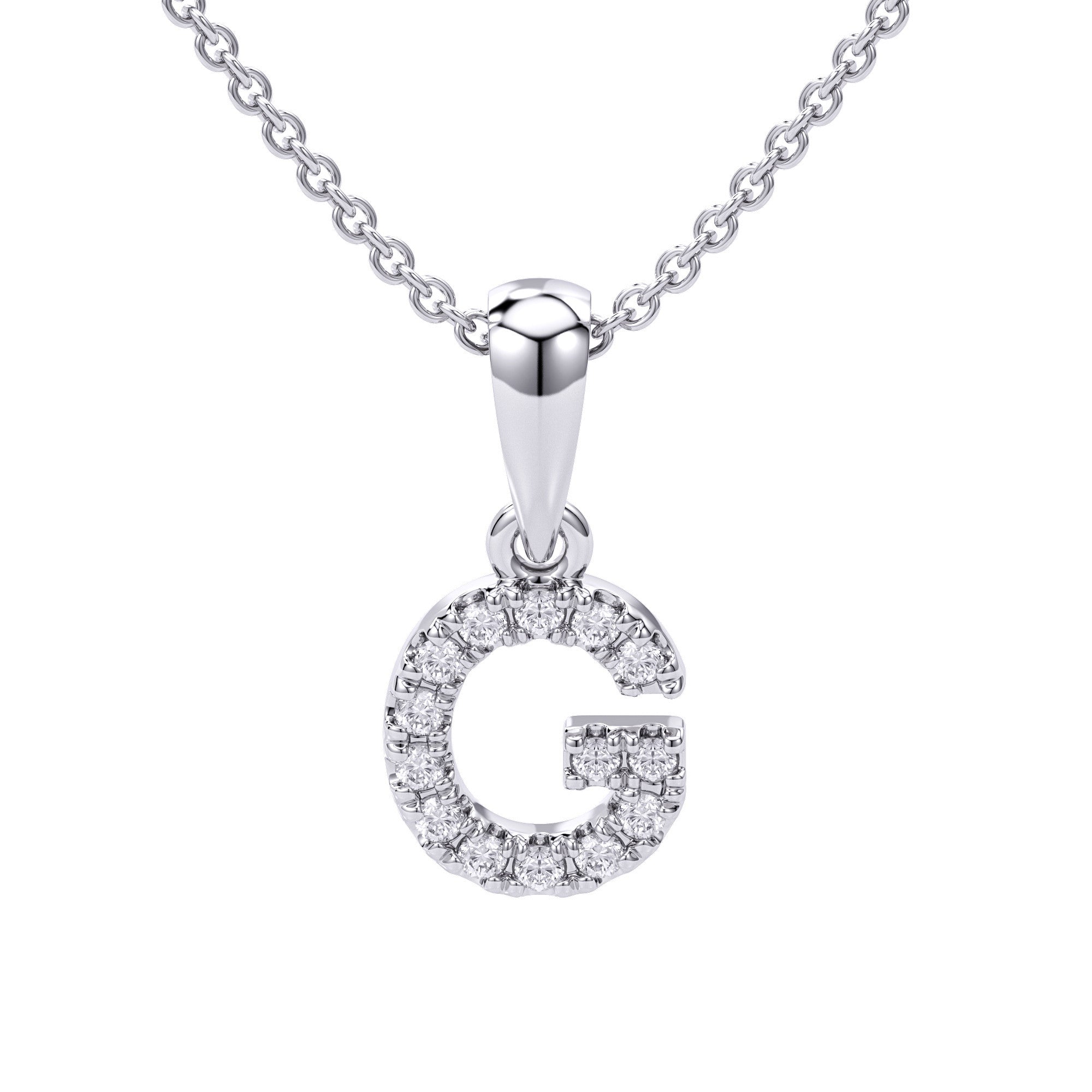 Love Letters Initials Pendant Necklace in 18ct White / Yellow Gold G