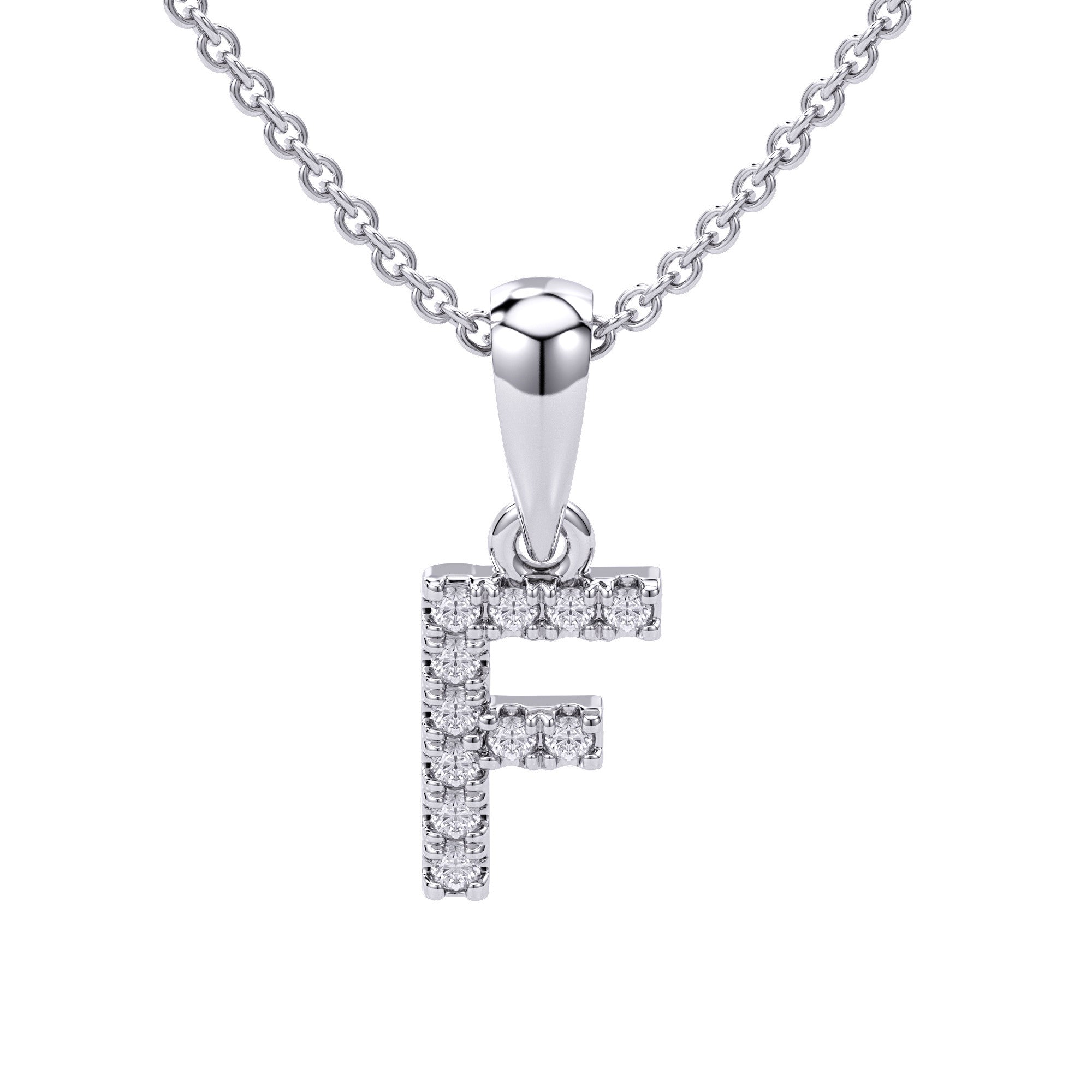 Love Letters Initials Pendant Necklace in 18ct White / Yellow Gold F