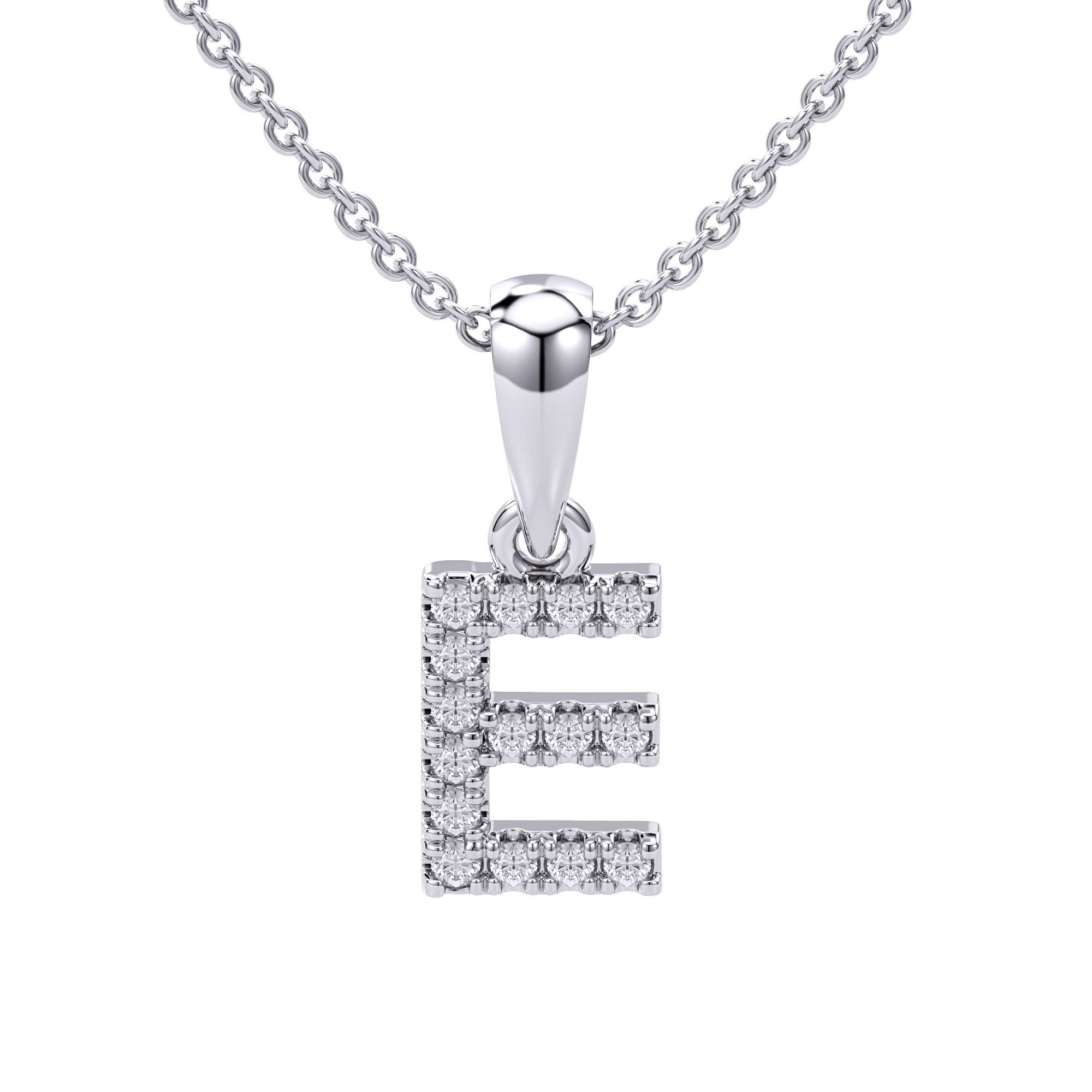 Love Letters Initials Pendant Necklace in 18ct White / Yellow Gold E