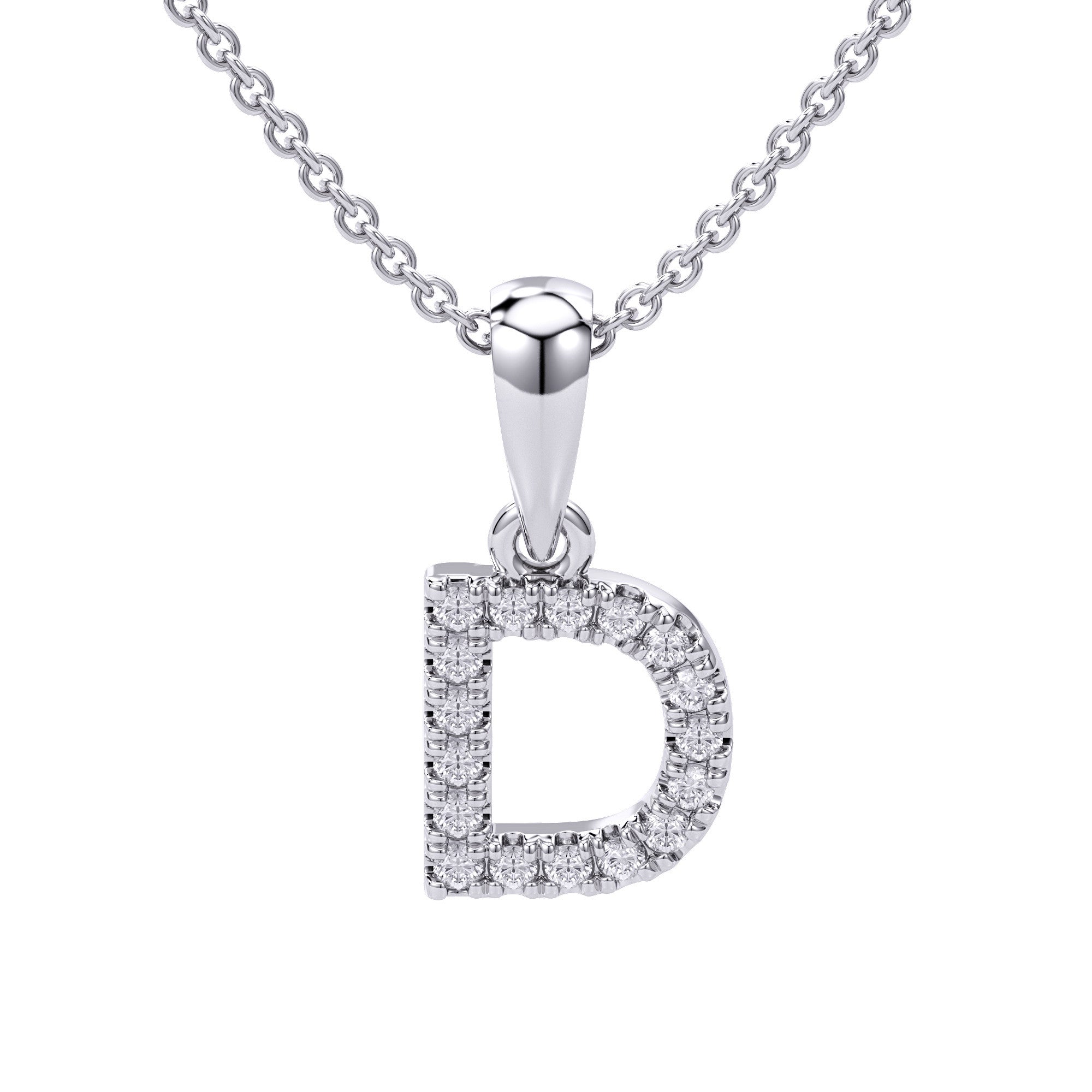 Love Letters Initials Pendant Necklace in 18ct White / Yellow Gold D