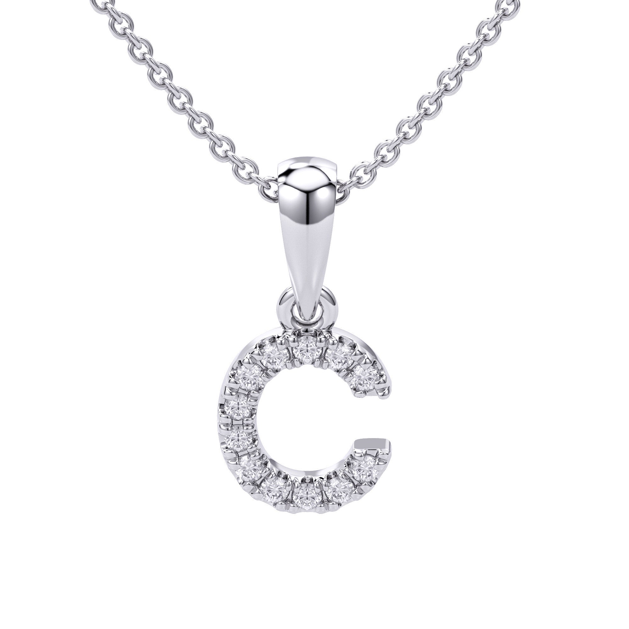 Love Letters Initials Pendant Necklace in 18ct White / Yellow Gold C