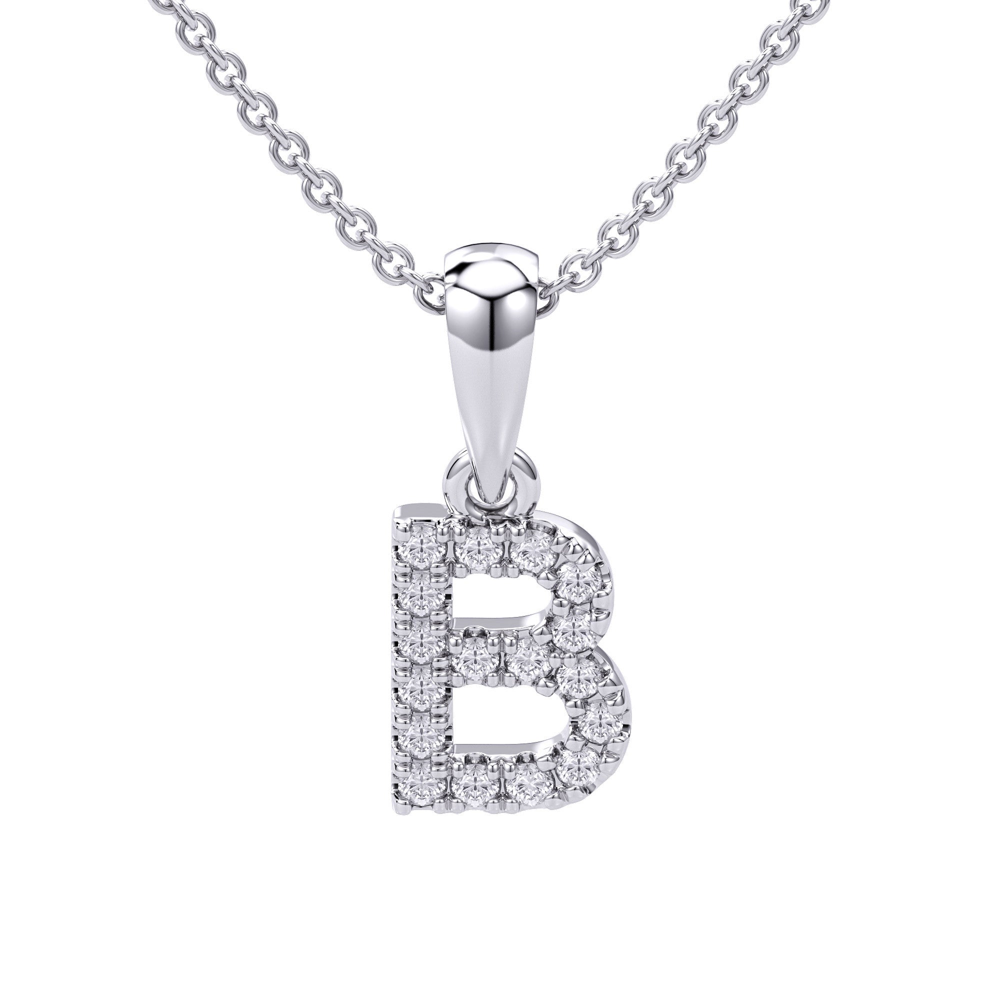 Love Letters Initials Pendant Necklace in 18ct White / Yellow Gold B