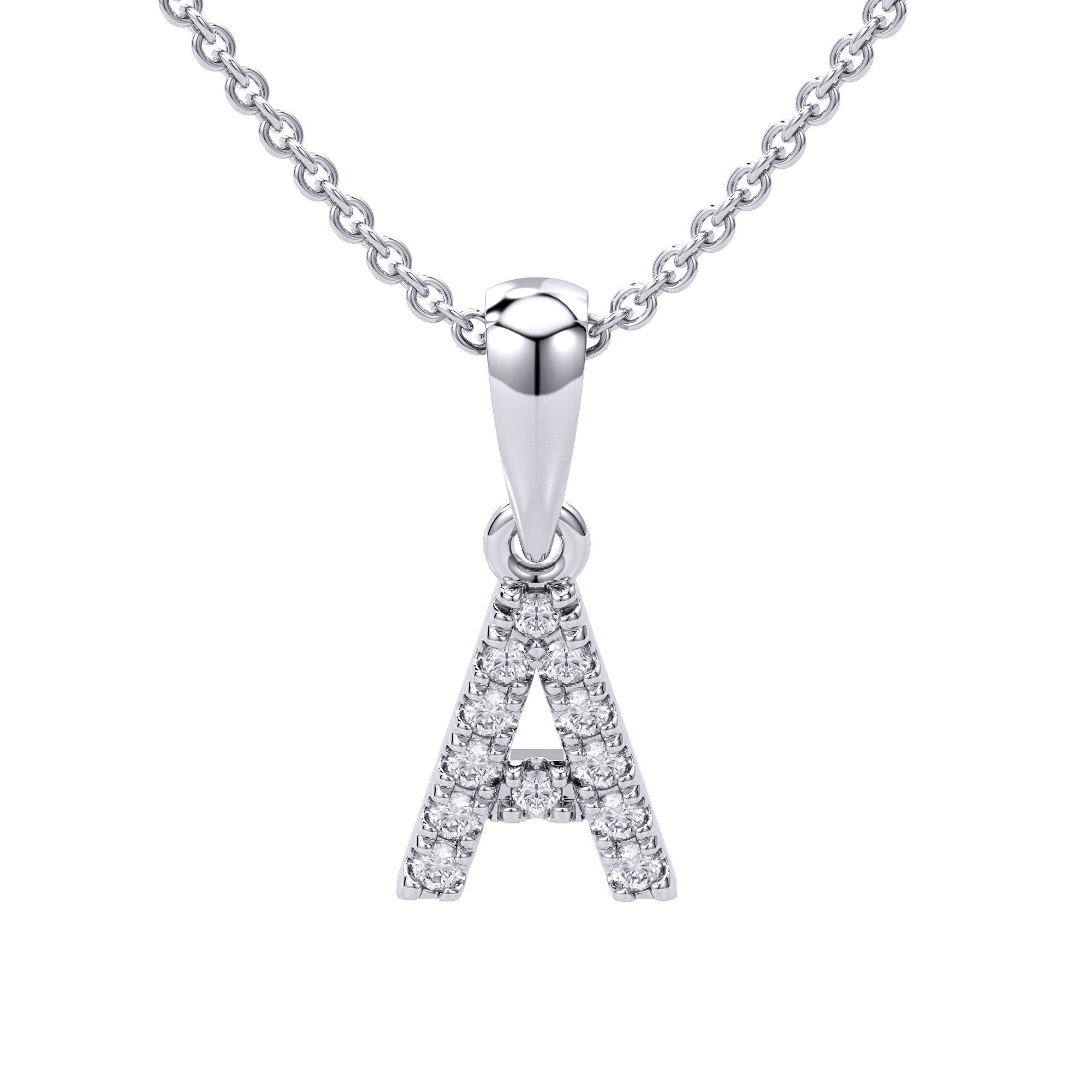 Love Letters Initials Pendant Necklace in 18ct White / Yellow Gold A